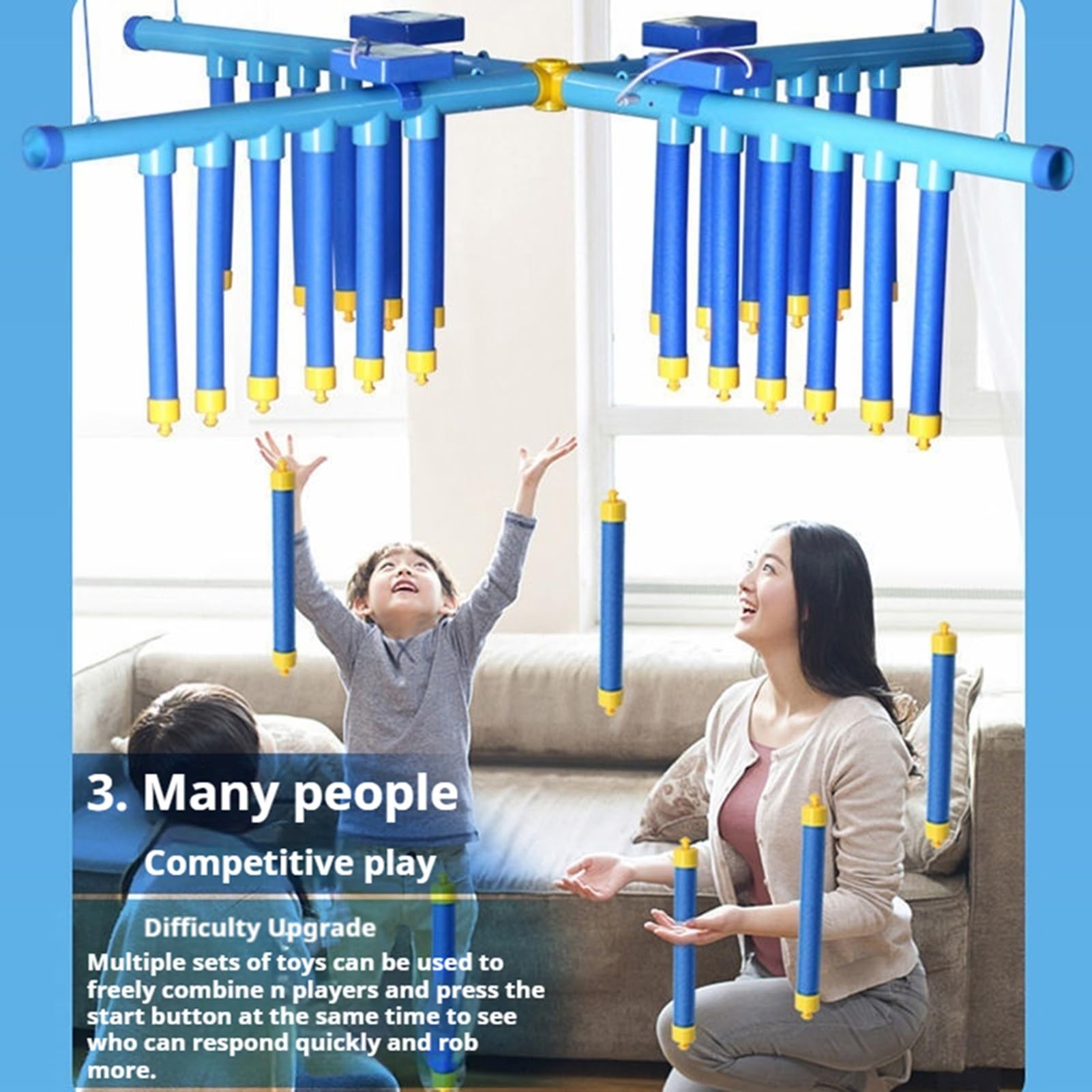 Fast Reaction Training Stick Game - Hand Speed Challenge & Reflex Coordination Toy - Adjustable Drop Stick Poles for Kids & Adults (Double Version) - Perfect for Family Fun, Parties & Brain Training