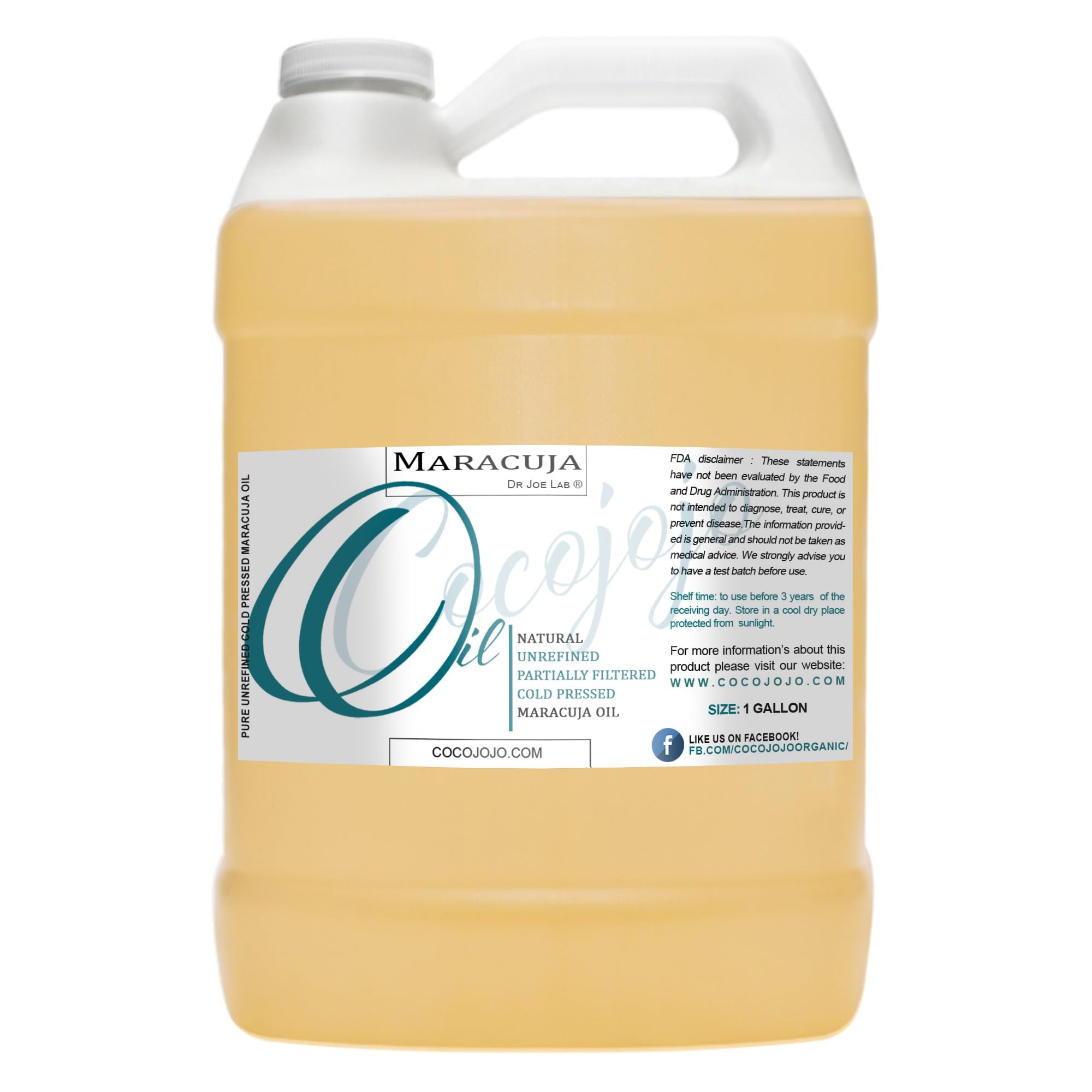 Organic Cold-Pressed Maracuja Oil (Passion Fruit Seed Oil) - 100% Pure, Unrefined, Non-GMO, 1 Gallon (128 oz) Bulk - For Glowing Skin, Hair Growth, Nail Care & Beard Moisturizing - Perfect for DIY Beauty Recipes & Spa Treatments