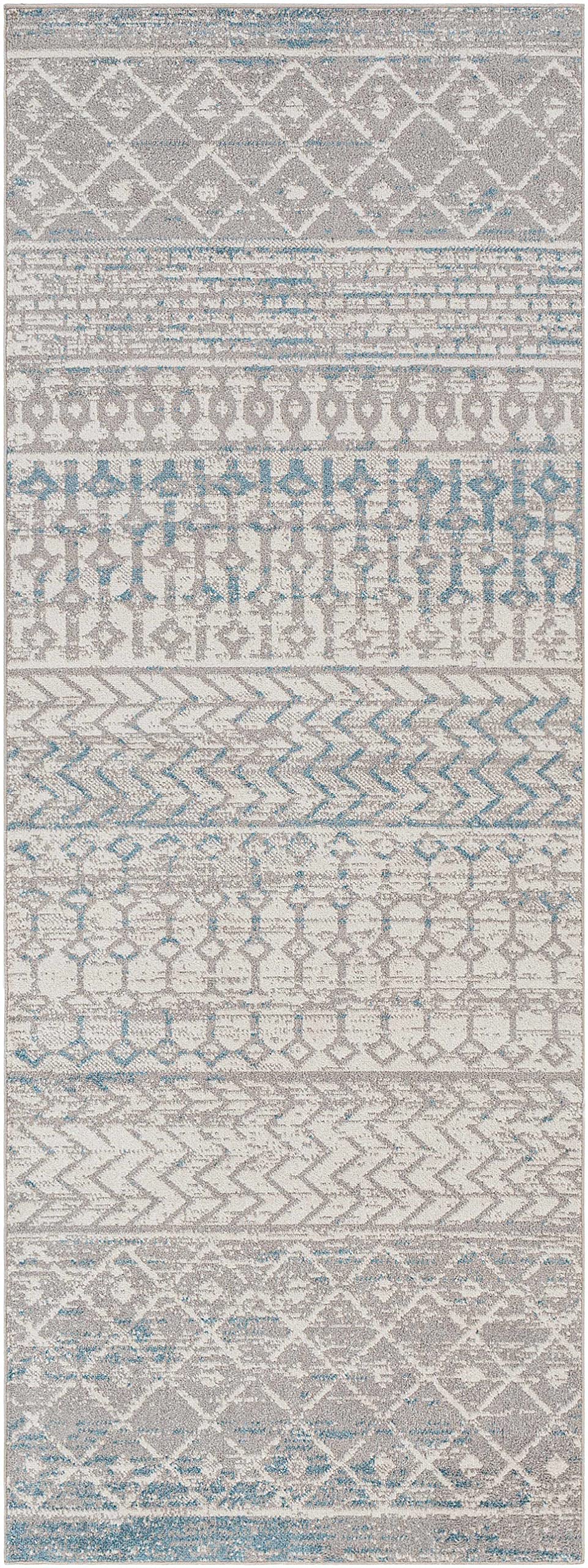 Springbok Machine Washable Area Rug - Blue & Gray Round 6'7