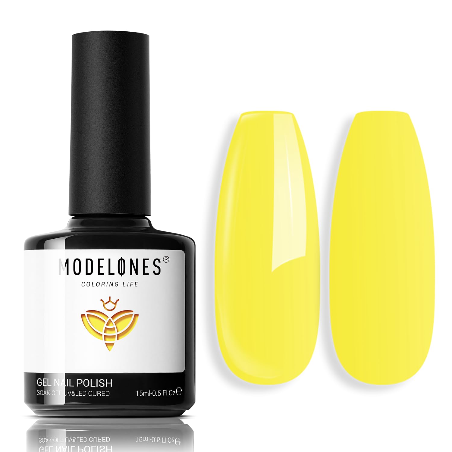 Modelones 15ml Yellow Gel Nail Polish - High Gloss UV/LED Soak Off Gel for French Manicure, Fall Nail Art | Salon Quality DIY Nail Kit for Women - Perfect for Home Manicures & Professional Nail Salons