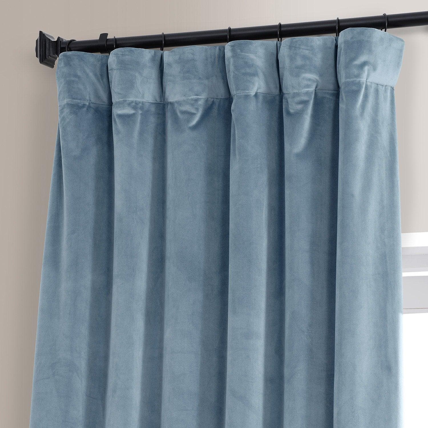 Luxury Copenhagen Blue Signature Plush Velvet Blackout Curtains for Bedroom & Hotel - Thermal Insulated, Noise Reducing, Room Darkening Drapes for Better Sleep & Privacy