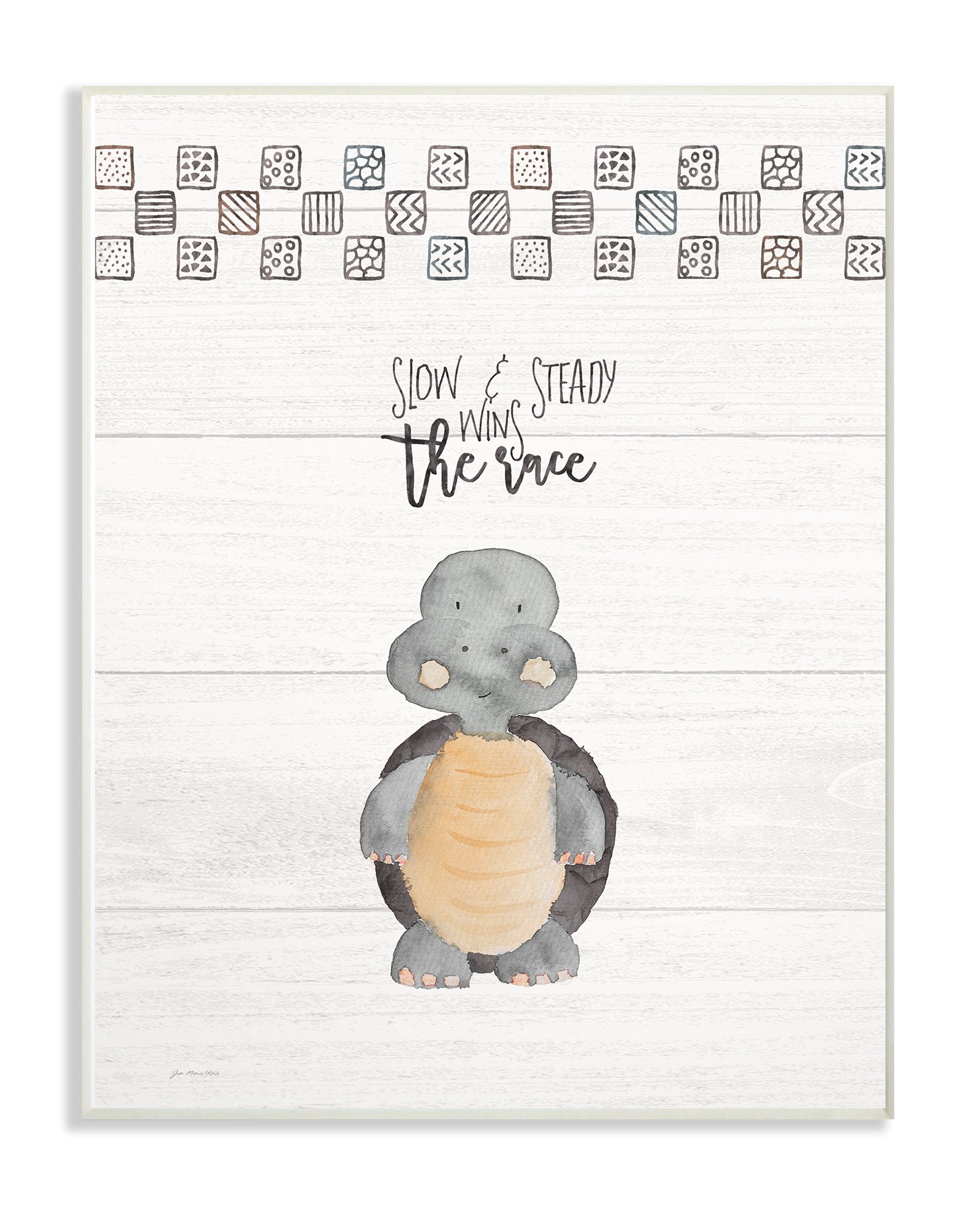 Stupell Industries Slow and Steady Wins the Race - Colorful Turtle Wall Plaque Art Decor for Kids Room, Nursery, or Classroom