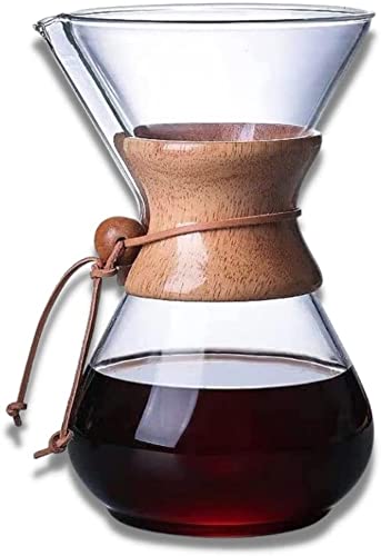 Premium Glass Pour Over Coffee Maker - 4 Cup Capacity - Hand Blown Borosilicate Glass Dripper Set with Heat Resistant Carafe - Perfect for Home Brewing, Office Use & Specialty Coffee Lovers