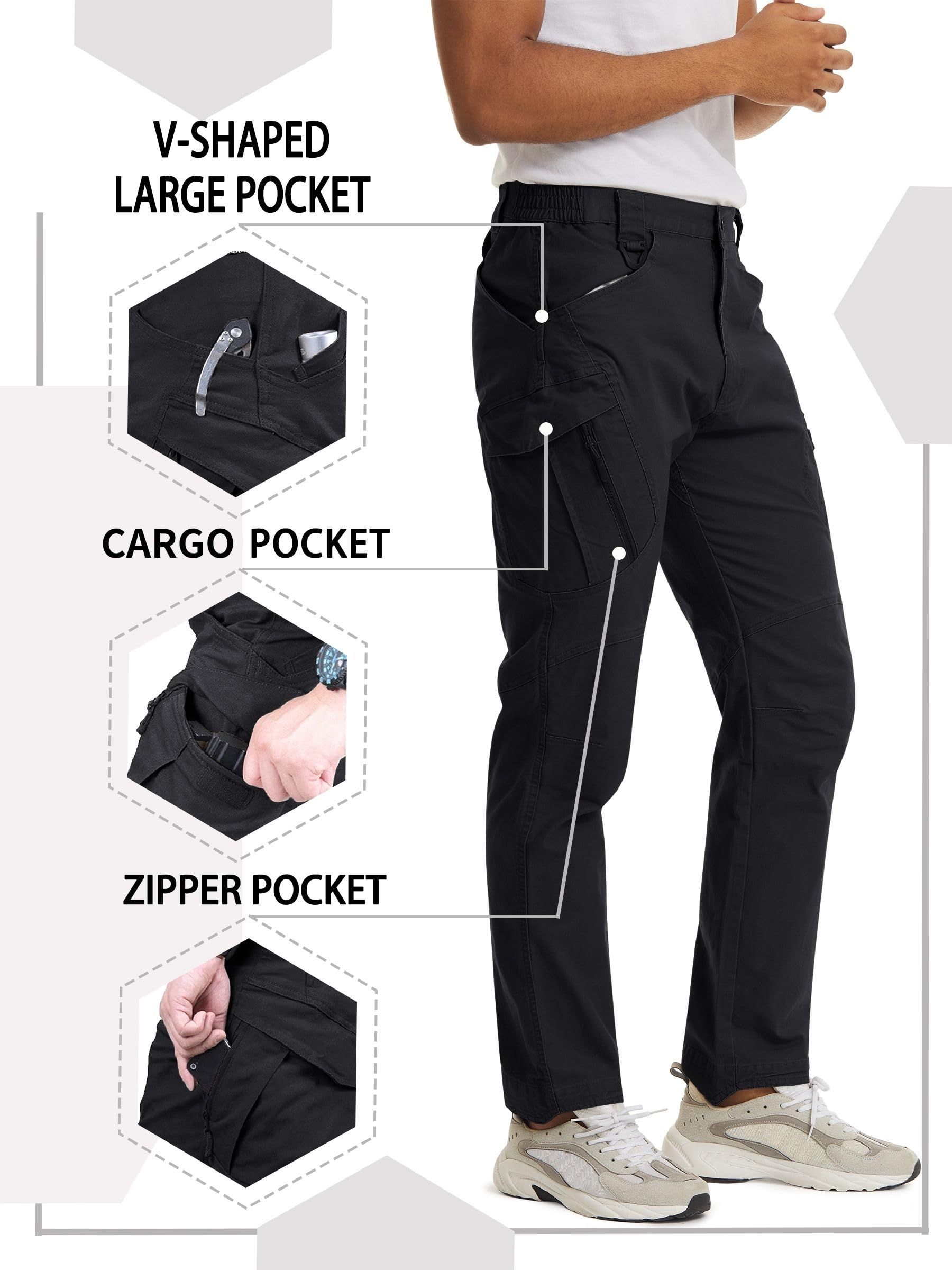 TACVASEN Men's Cargo Work Pants - Military Tactical Combat Hiking Pants with 9 Pockets, Lightweight Outdoor Casual Pants for Work, Hiking & Everyday Wear