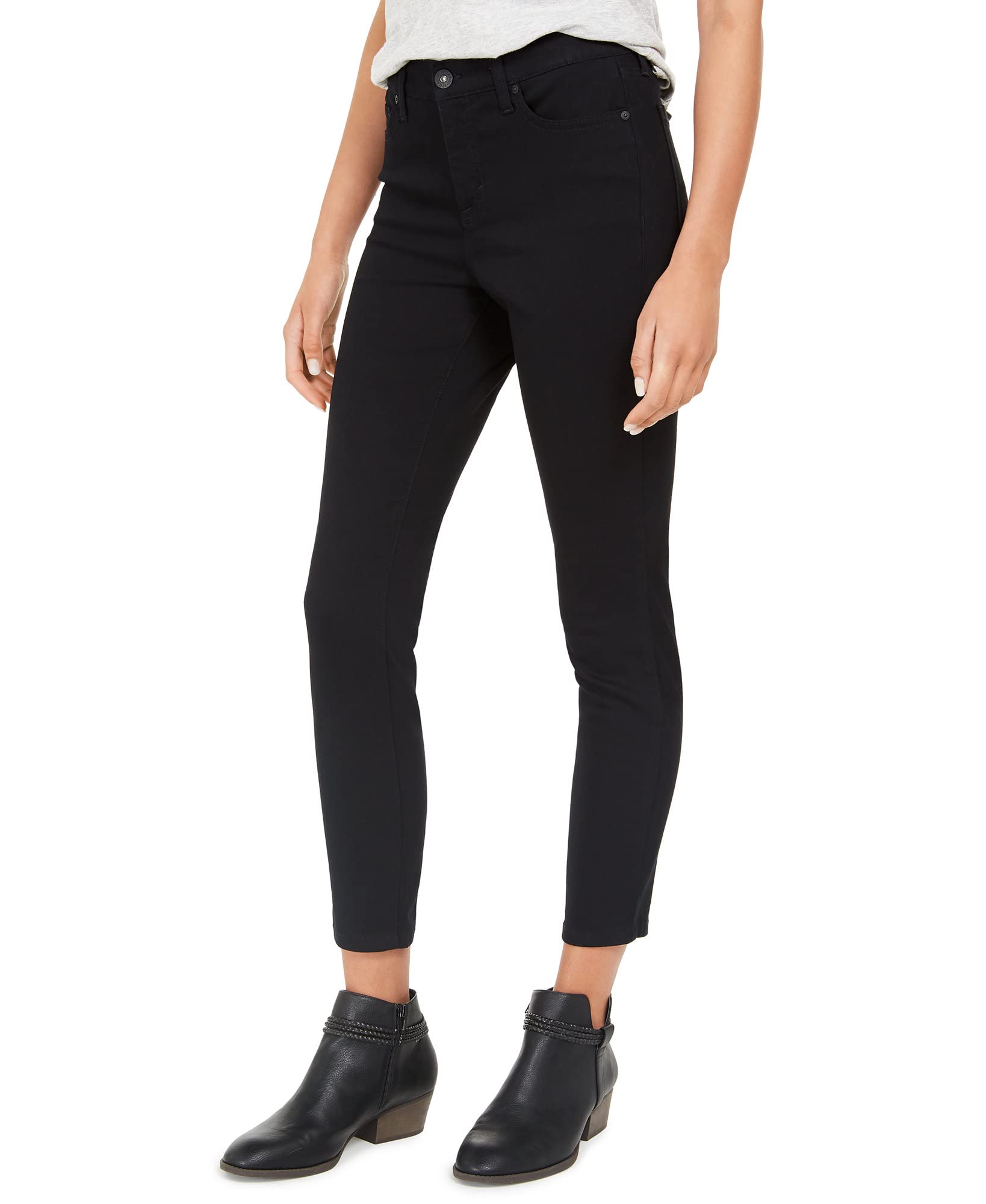 Style & Co. Women's Uptown Raw-Hem Skinny Jeans - Size 8, Deep Black | High Waist Stretch Denim Pants for Casual Wear & Night Out