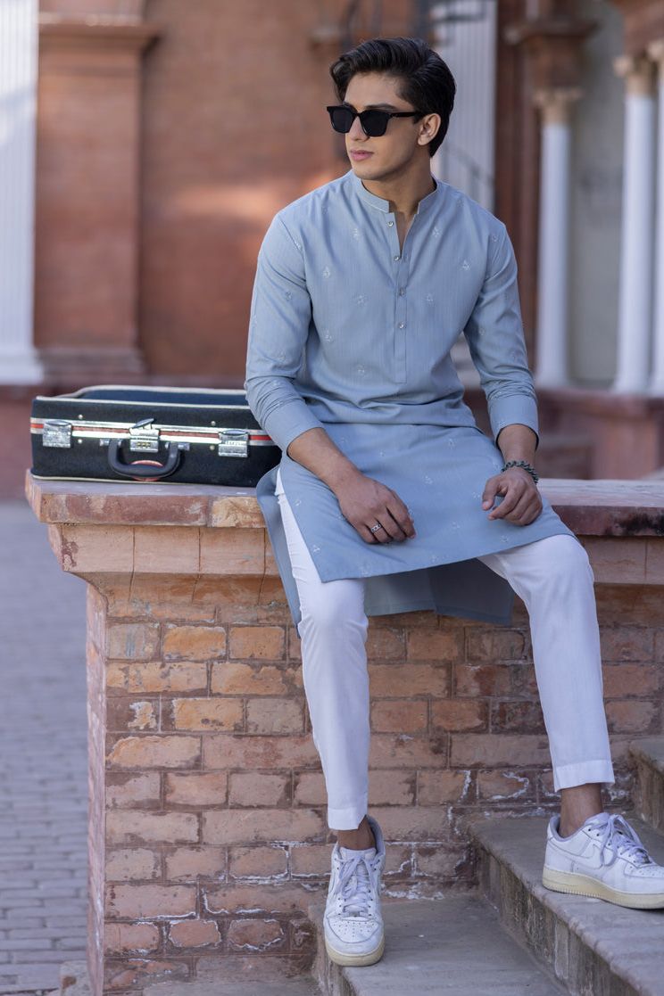 Blended Pale Kurta by J. Junaid Jamshed | Premium Cotton Pakistani Traditional Wear for Men | Perfect for Eid, Weddings & Cultural Events