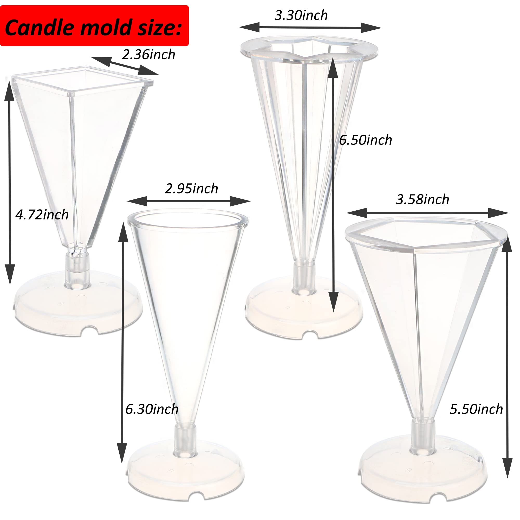 4PCS DIY Candle Making Molds Set - Pyramid, Cone, 5-Sided & 6-Sided Geometric Shapes for Handmade Soy Wax Candles | Perfect for Home Decor, Wedding Centerpieces & Relaxing Aromatherapy