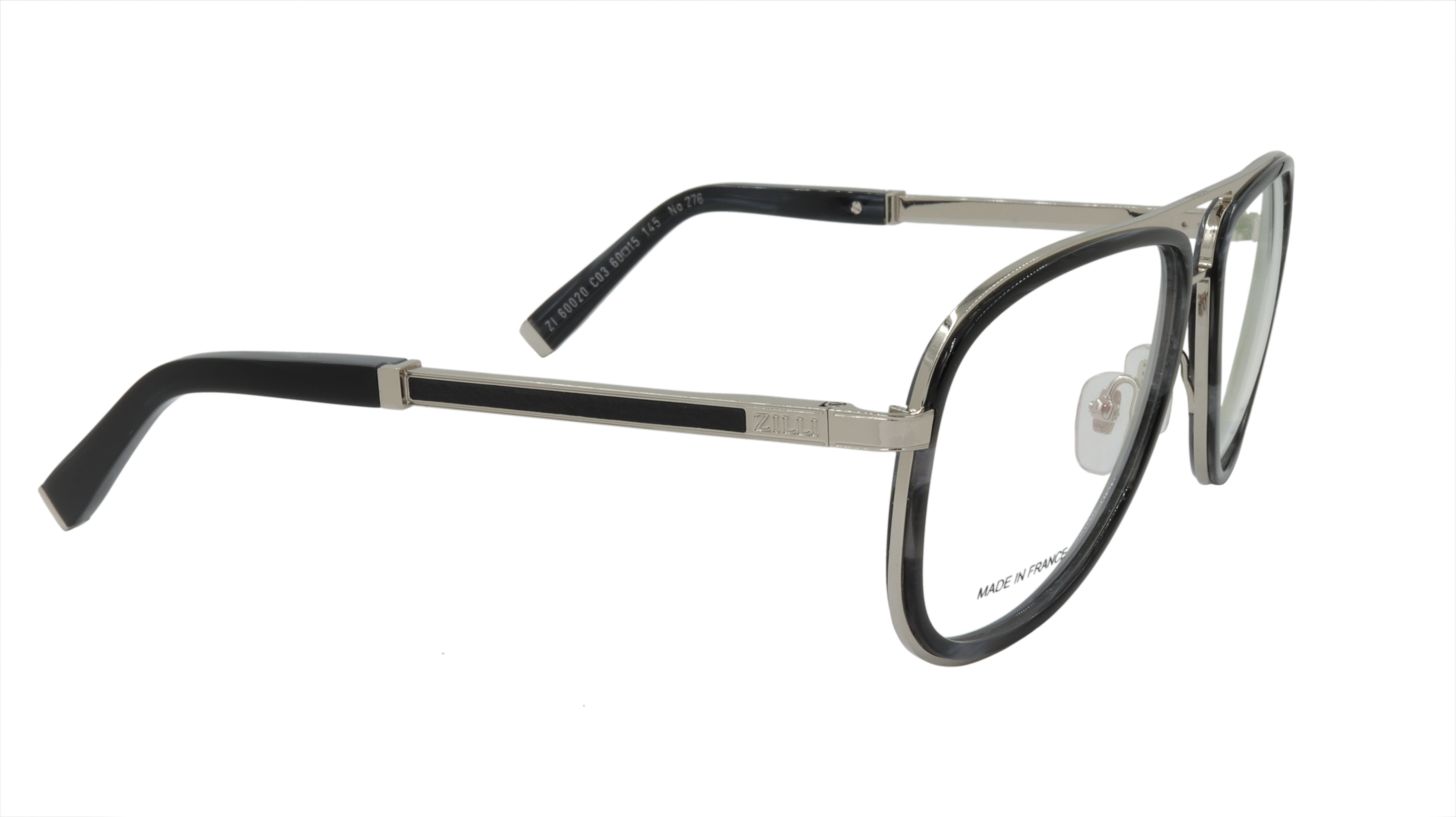 Premium ZILLI Eyeglasses Frame - Titanium & Acetate Leather - Made in France (Model ZI 60020 C03) - Perfect for Business & Formal Occasions