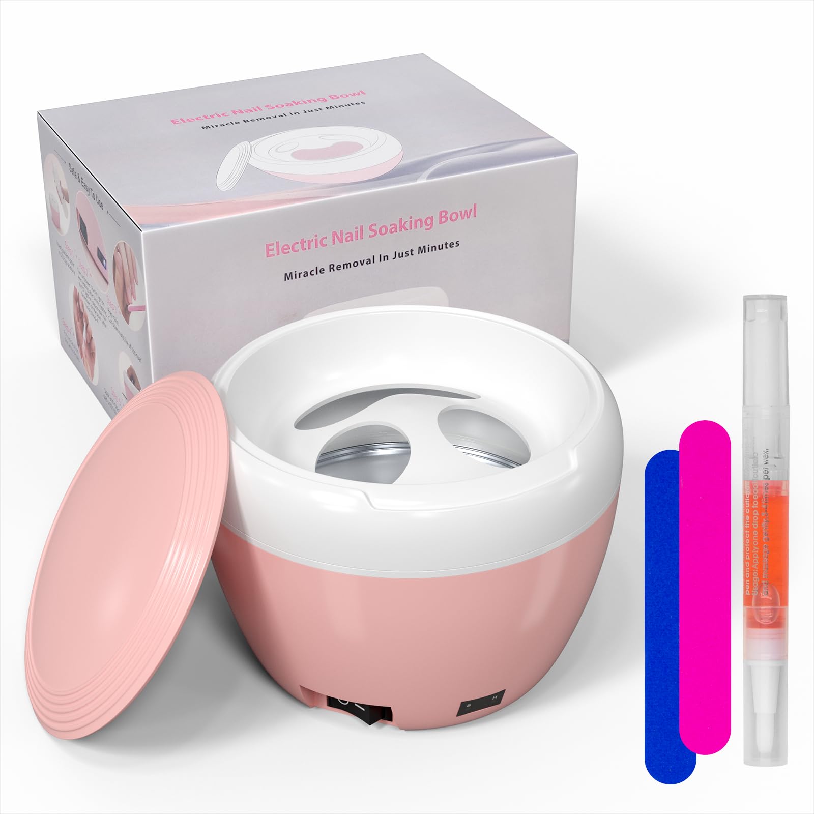 Electric Nail Soaking Bowl - Acetone Proof Heated Gel Polish Remover for Salon & Home Use | 50% Faster Acrylic Nail Removal Kit with Power Dip Technology | Perfect for Manicures, Pedicures & DIY Nail Care