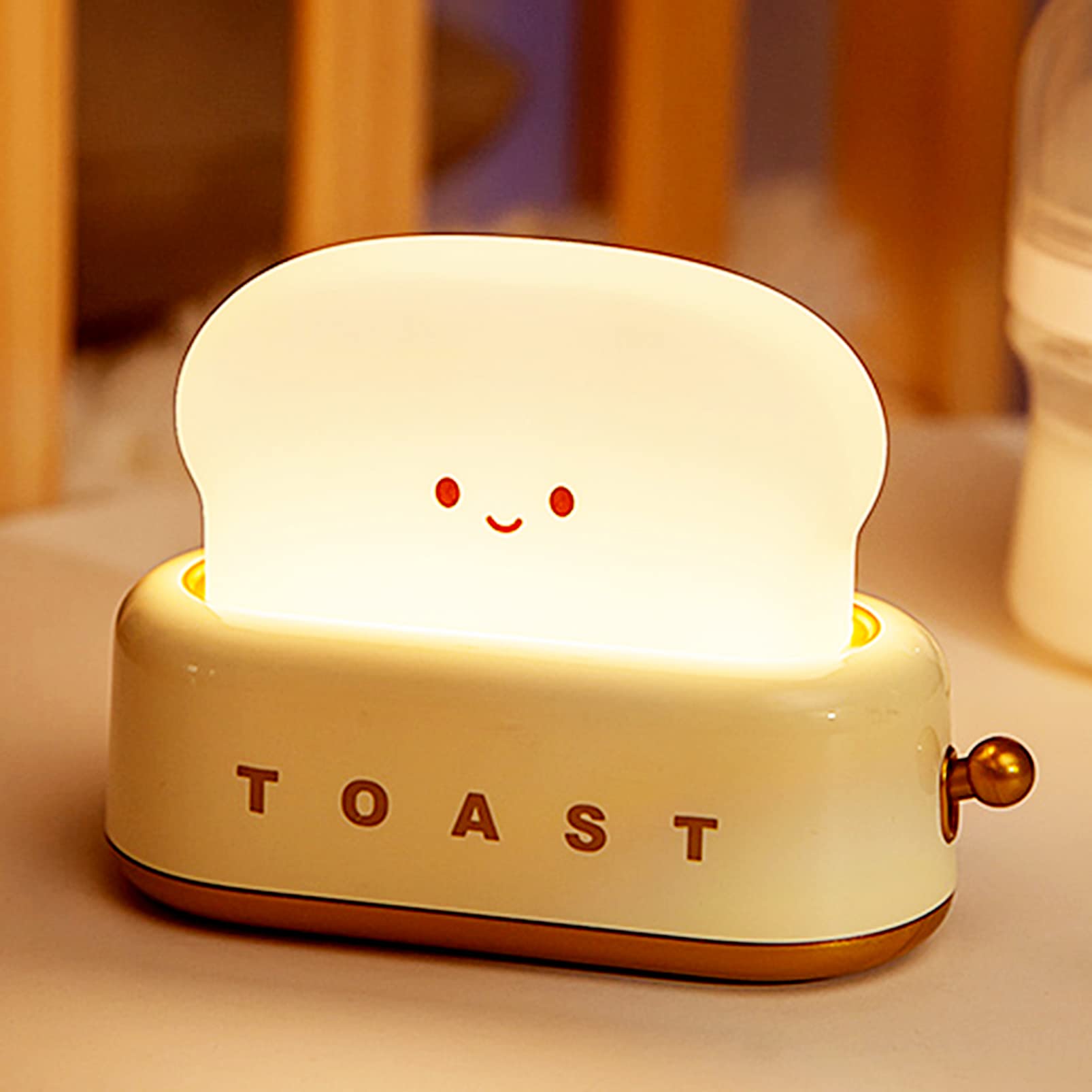Cute Toast Night Lamp - Dimmable LED Rechargeable Night Light with Timer, Portable Bedside Desk Lamp for Kids Room, Nursery & Christmas Decor - Perfect for Baby Girls & Boys Bedtime (Yellow)