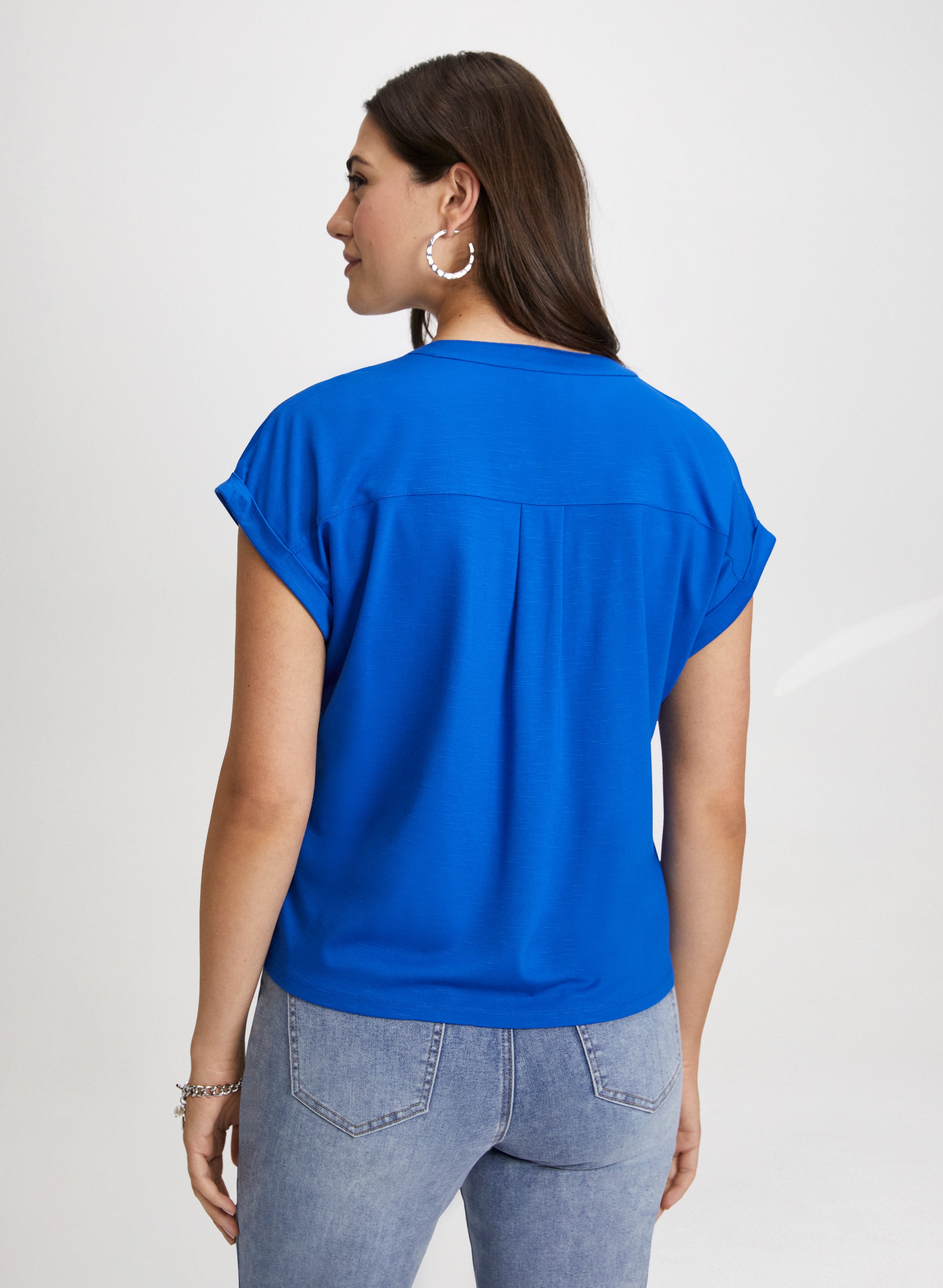 Flap Pocket Detail Top - Stylish Women's Blouse with Front Flap Pockets for Casual & Office Wear | Perfect for Work, Dates & Everyday Outfits