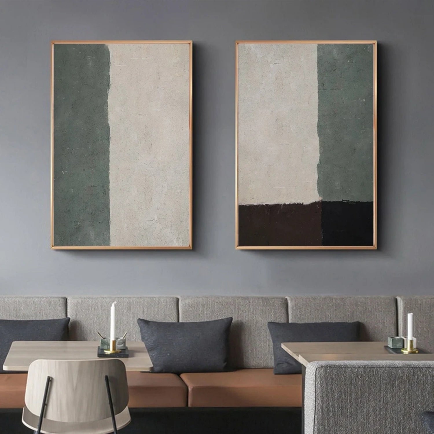 Abstract Tranquility Set of 2 Wall Art Paintings - Modern Minimalist Canvas Prints for Living Room, Bedroom & Office Decor #WS246