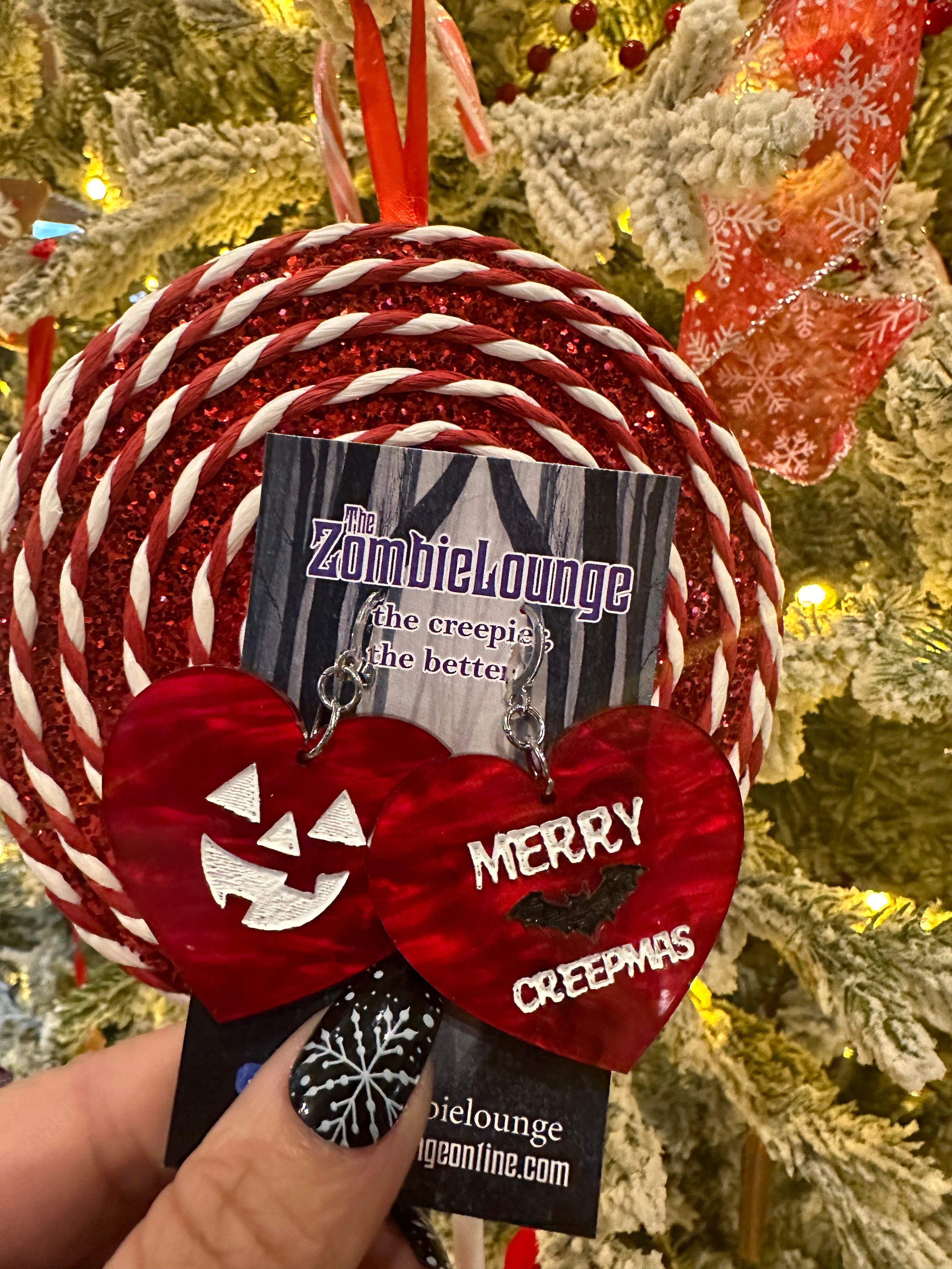 Creepmas Heart Earrings - Gothic Christmas Jewelry for Women - Perfect for Holiday Parties & Festive Outfits