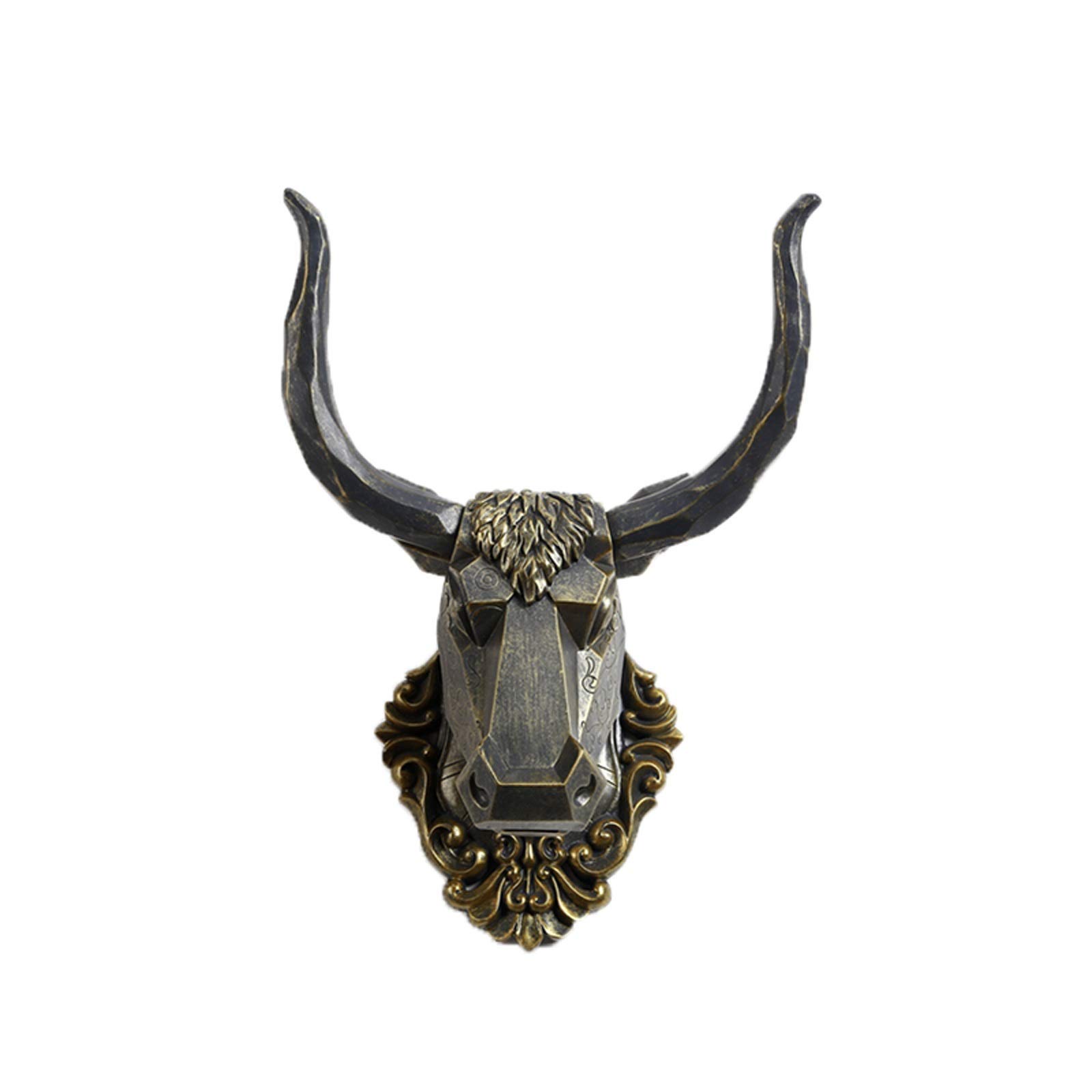 Bronze Bull Head Wall Sculpture - Handcrafted Animal Head Wall Hanging Decor for Living Room, Porch, Bar & Background Wall Art | Unique Home & Office Decoration