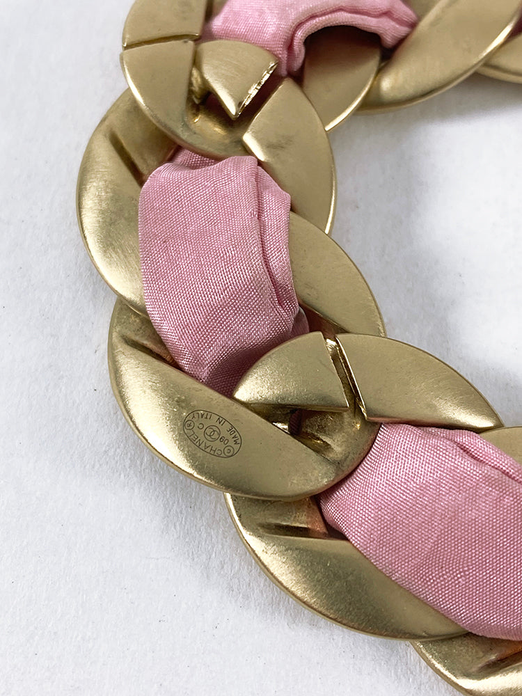Chanel 09C Pink and Gold Chain Bracelet for Women - Luxury Fashion Jewelry Gift for Birthday, Anniversary & Special Occasions