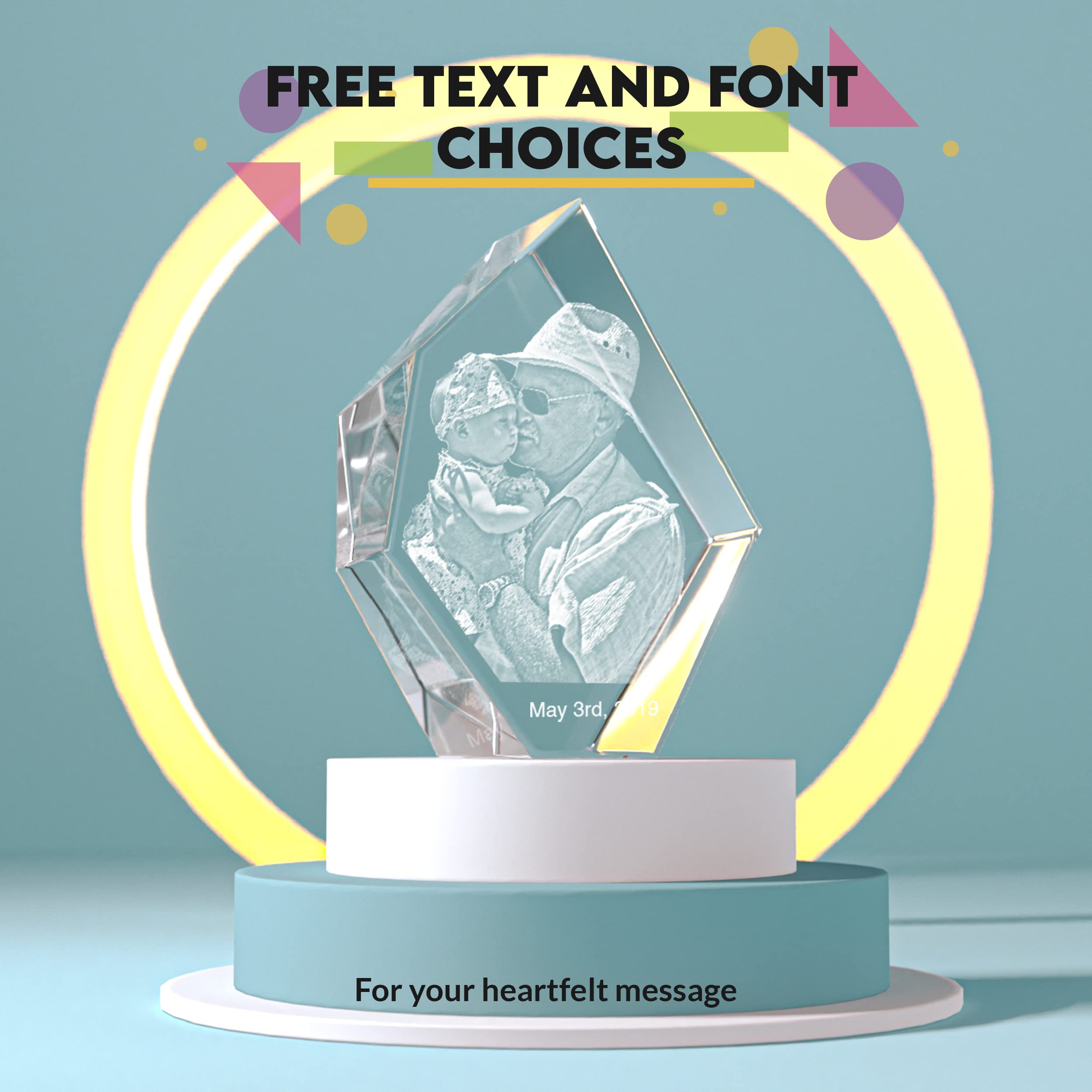 3D Personalized Crystal Photo Gift - Custom Laser Engraved Inside Iceberg Crystal for Mom, Dad, Men & Women | Unique Christmas Present with Your Own Picture | Perfect for Anniversaries, Weddings, Memorials & Special Occasions