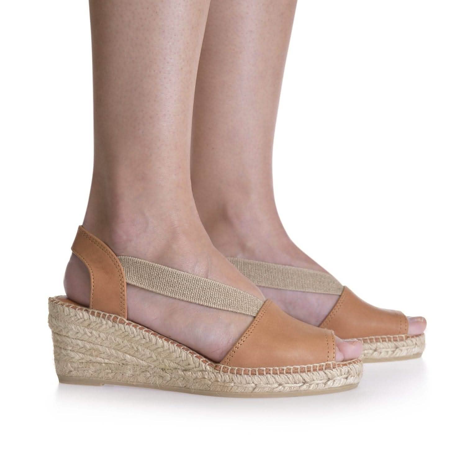 Women's Plain Leather Wedge Espadrilles - Comfortable Summer Sandals for Beach, Vacation & Casual Outings | Teide P Collection