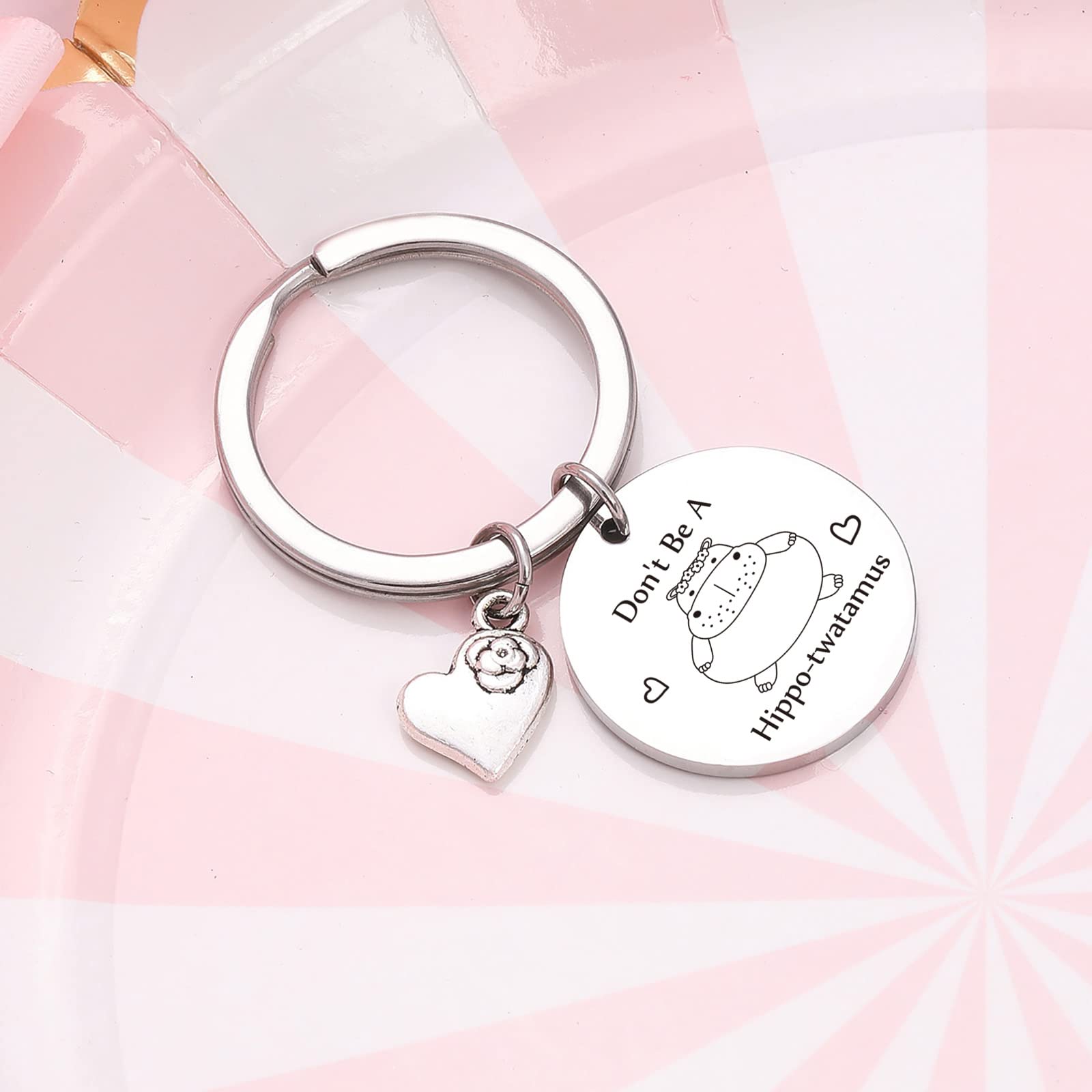 RSZOTW Hippo-Themed Charm Keychain - Cute Hippopotamus Jewelry Gift for Animal Lovers - Perfect for Keyrings, Bags & Gifts