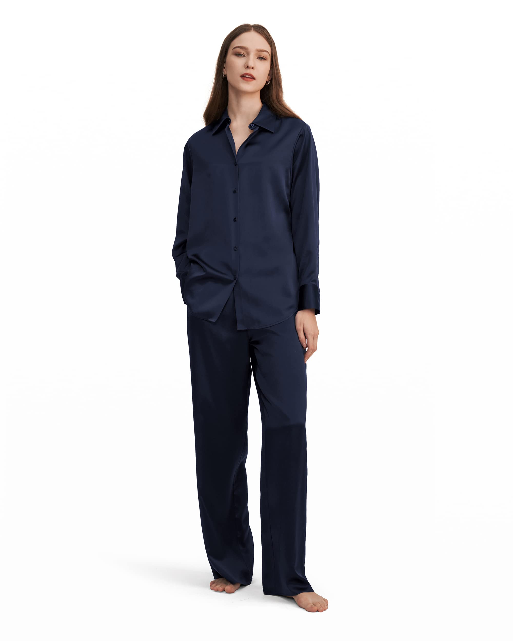 Luxury LilySilk 100% Mulberry Silk Pajama Set for Women - Soft Button-Down Sleepwear & Loungewear 2PC PJ Set - Perfect for Relaxing, Spa Days & Gift Giving