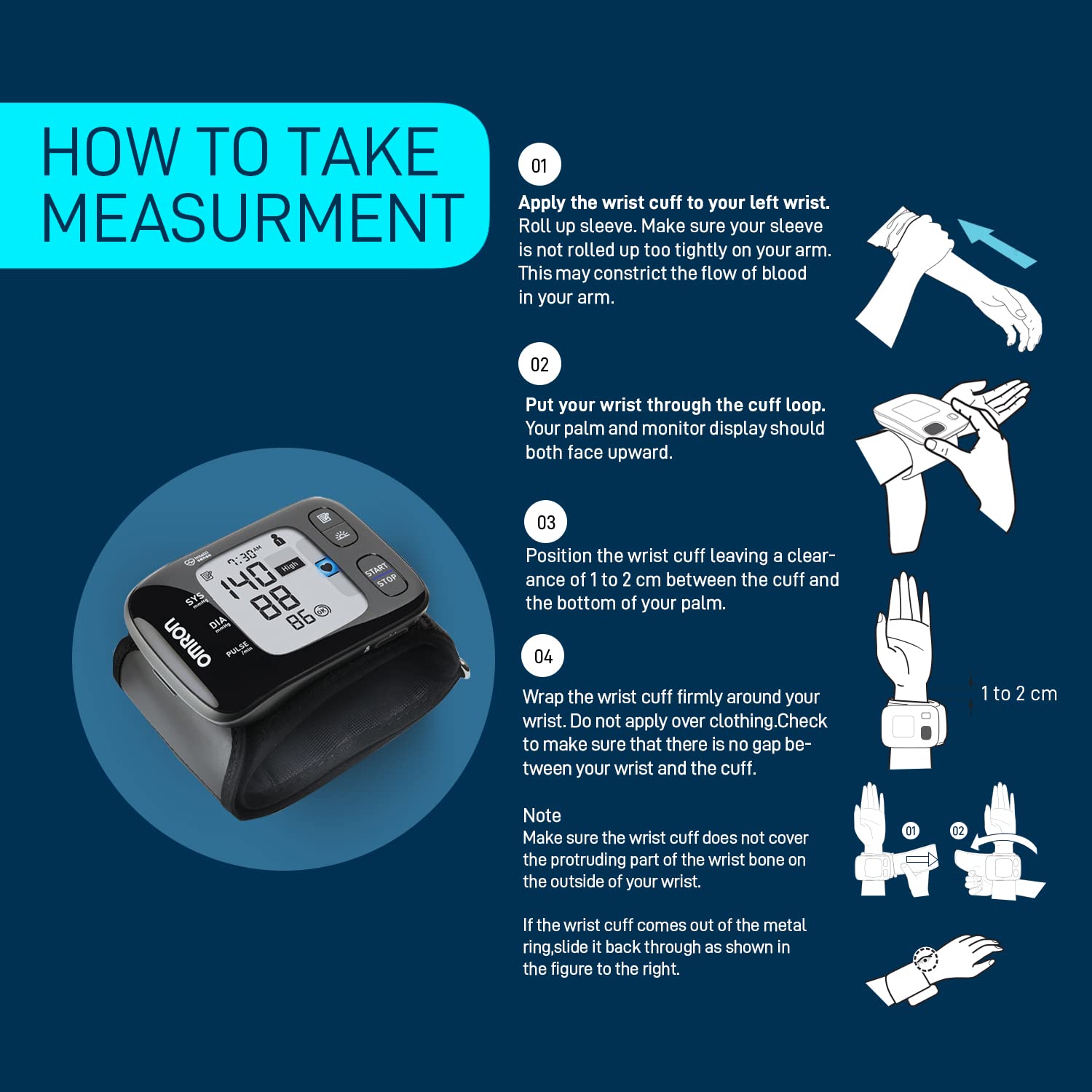 Omron Wrist Blood Pressure Monitor - HEM-6232T (Black) for Home & Travel