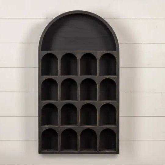 Black Arched Cubby Shelf - Stylish Wooden Storage Organizer for Home & Office - Perfect for Books, Toys, and Decorative Display