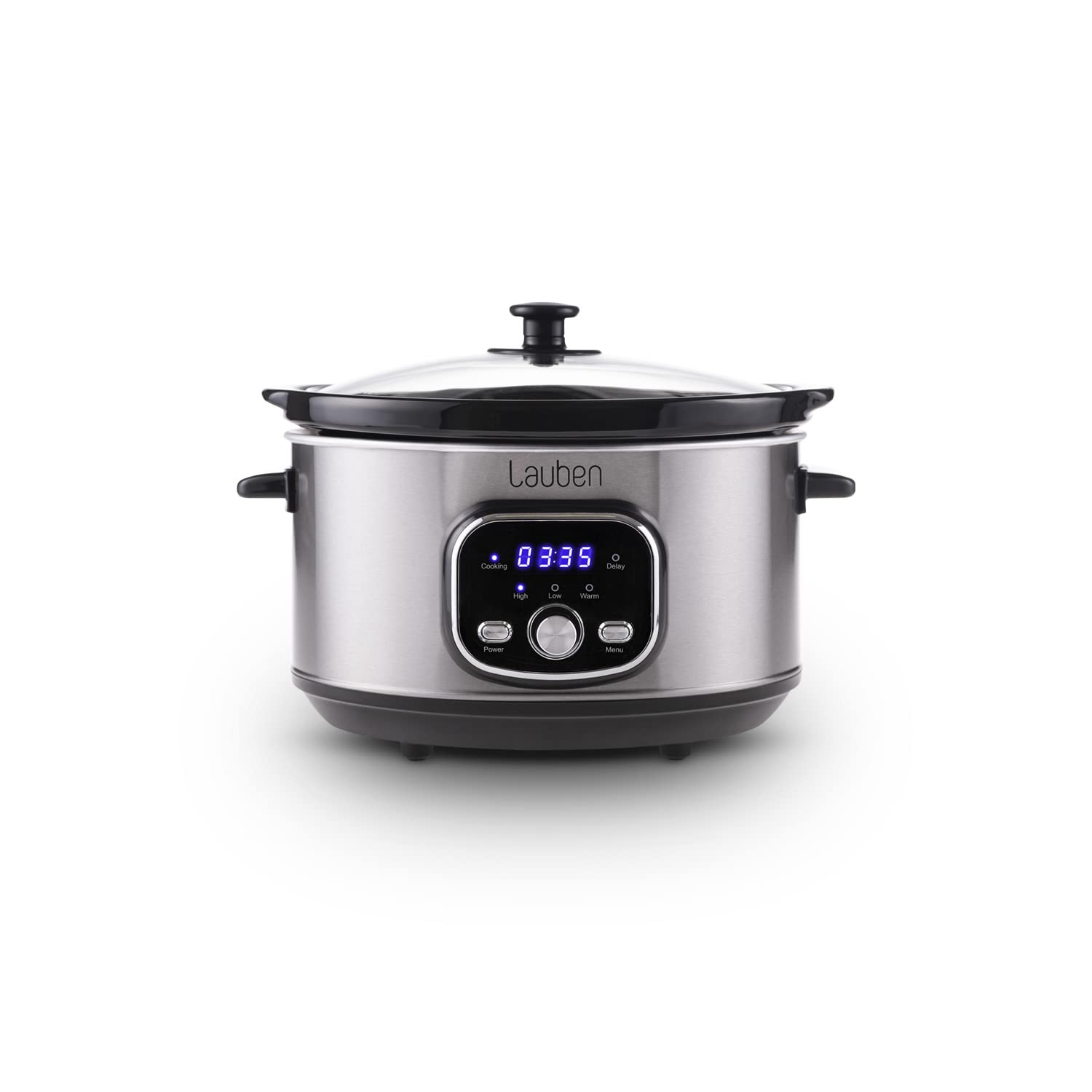 Lauben Slow Cooker 3500SB - 3.5L Ceramic Pot with Thermeffect® & SlowHeat® Technology, 2 Temperature Settings, Manual Timer, Includes Recipe Book - Perfect for Soups, Stews & Family Meals