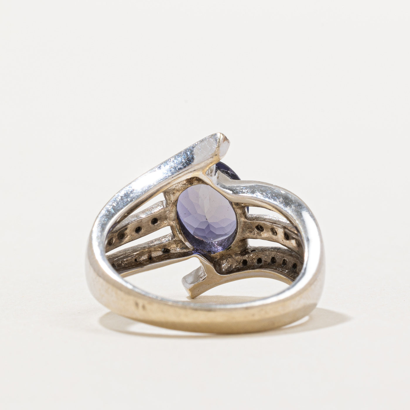 1.50ct Iolite & 0.15ct Diamond Bypass Ring - Size 6 | Elegant Purple Gemstone Jewelry for Women | Perfect for Engagement, Anniversary & Special Occasions