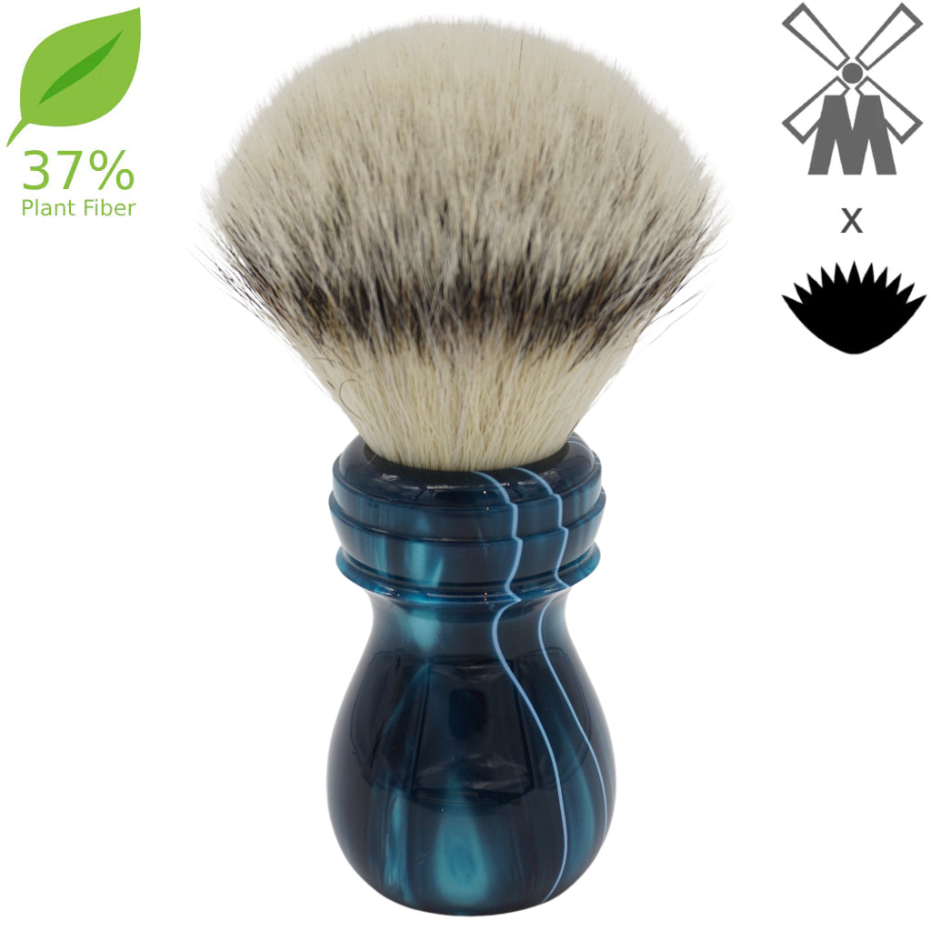 25mm Mühle STF XLarge 37% Plant Fiber Shaving Brush with AP Shave Co. Oceans Waves Handcrafted Handle - Premium Wet Shaving for Men, Perfect for Lathering Creams & Soaps, Luxury Grooming Gift