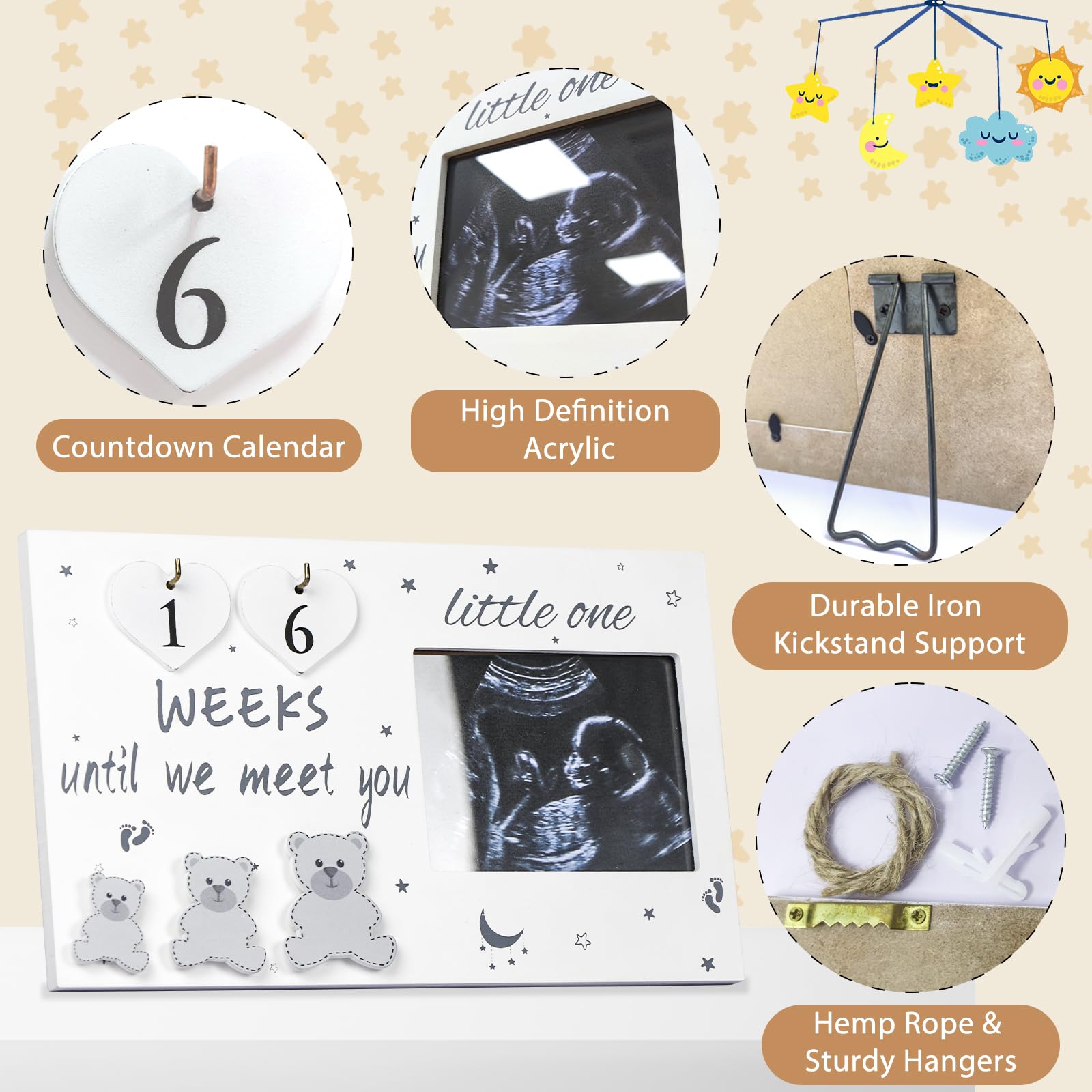 OurWarm Ultrasound Picture Frames - Baby Countdown Weeks & Announcement Sign - Perfect Gift for Expecting Moms