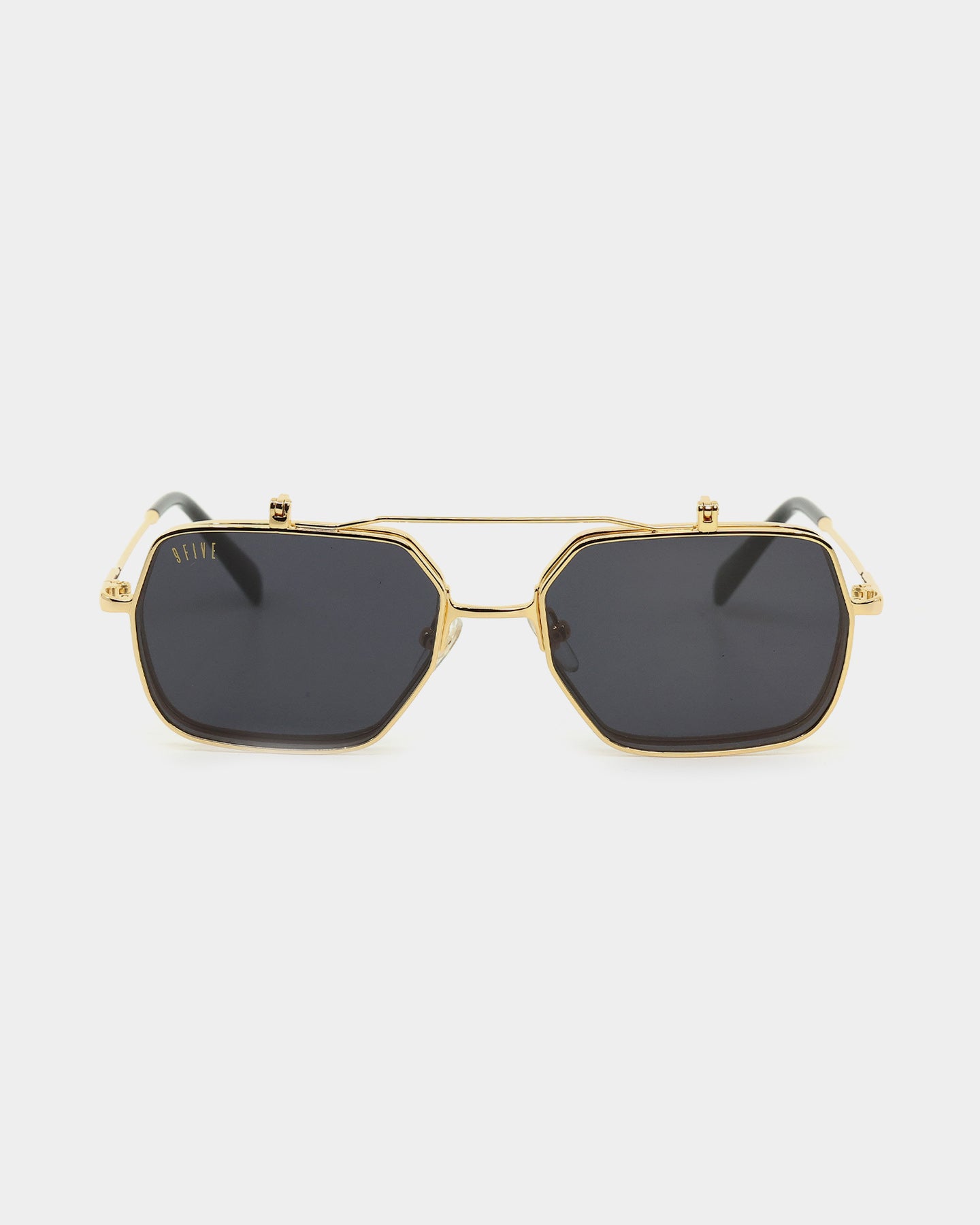 9FIVE Clarity Flip Up Sunglasses - Black/Gold Polarized Lenses for Outdoor Sports & Driving - UV Protection, Stylish & Durable Eyewear for Men & Women
