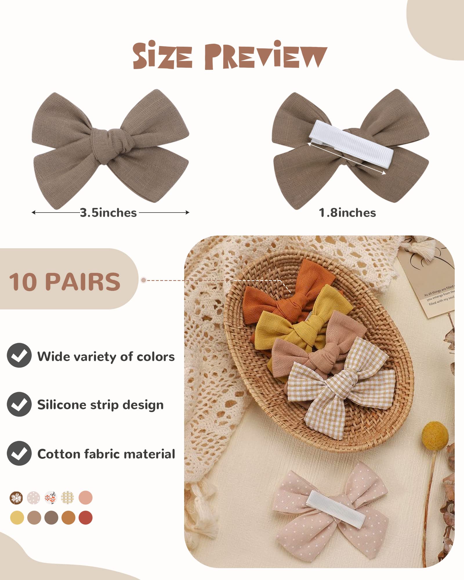 Jollybows 20 PCS Baby Girls Hair Clips Set - Handmade Hair Bows & Barrettes with Alligator Clips for Infants, Toddlers & Kids | Perfect for Parties, School & Daily Outfits