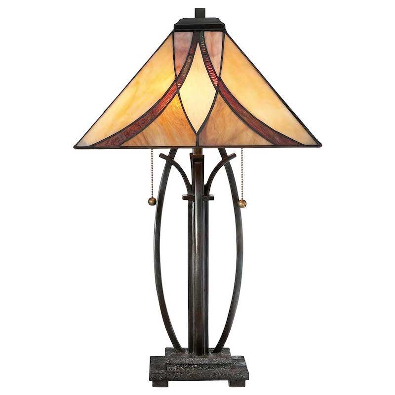 Quoizel Tiffany Asheville Table Lamp - Antique Stained Glass Design - Home Office Decor - Perfect for Living Room, Bedroom or Study (Damaged Box)