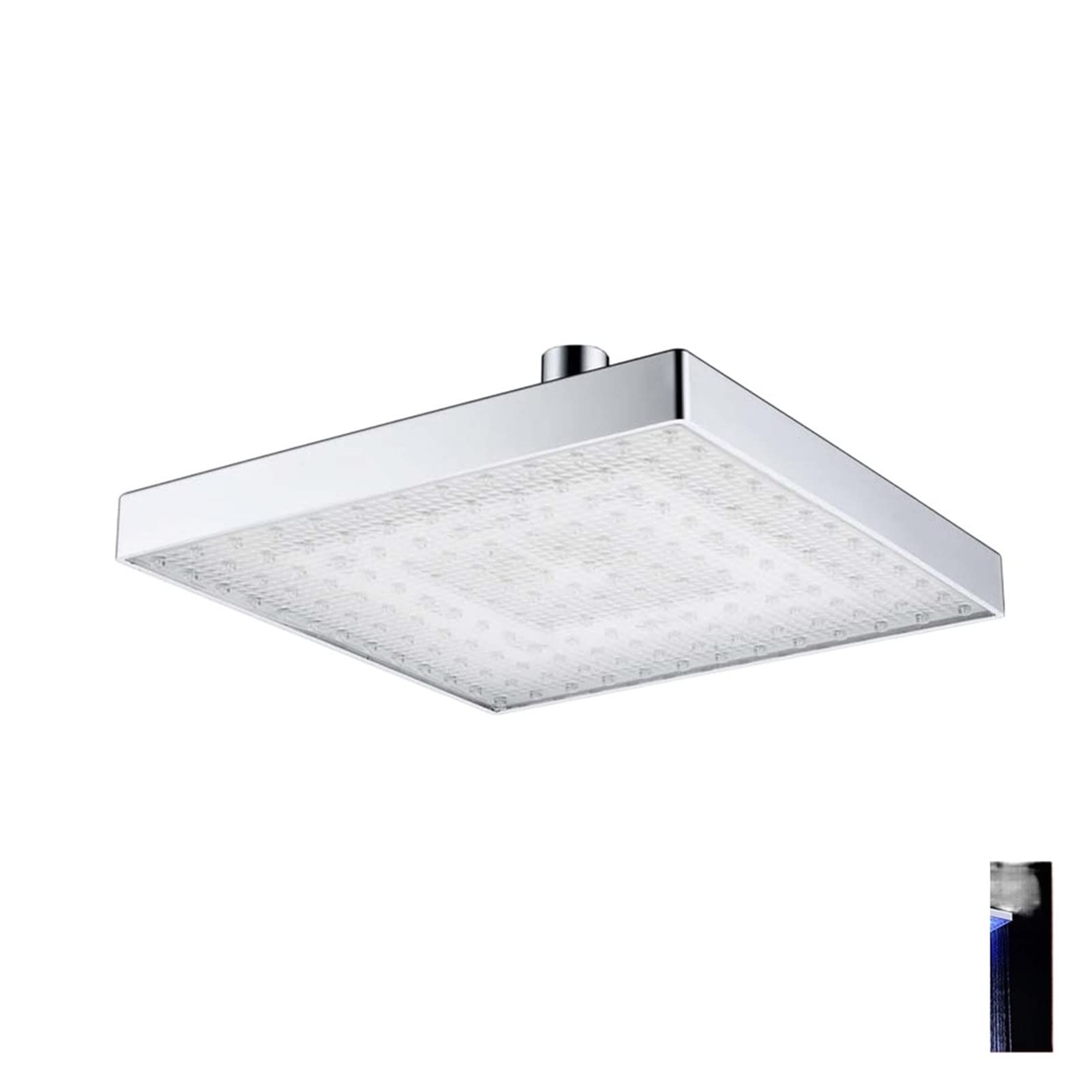 HUACHEN-LS LED Rainfall Shower Head with Temperature Sensor - Square Automatic Color-Changing RGB Showerhead for Bathroom - Perfect for Spa-Like Showers, Relaxation, and Modern Home Decor