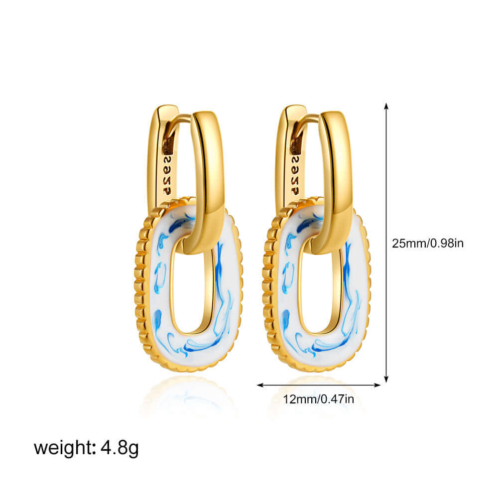 Elegant Porcelain Marble Double Hoop Earrings for Women | Trendy T227 Jewelry for Party, Wedding & Everyday Wear
