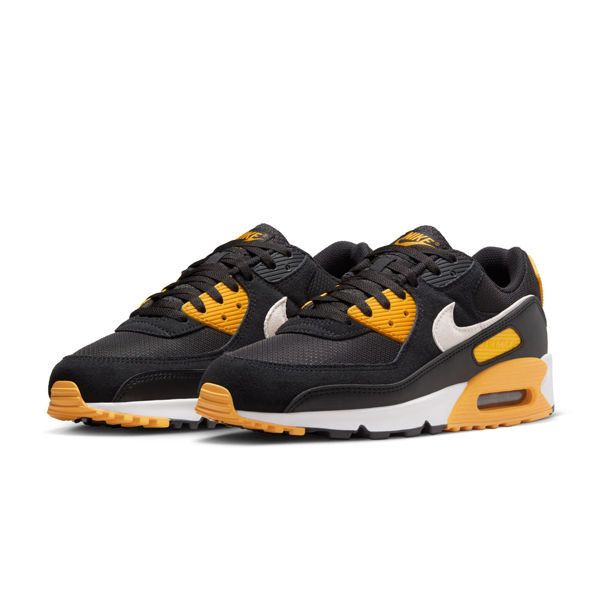 Nike Air Max 90 Men's Running Shoes - Black/University Gold Colorway - Comfortable Cushioned Sneakers for Jogging, Gym Workouts & Casual Streetwear