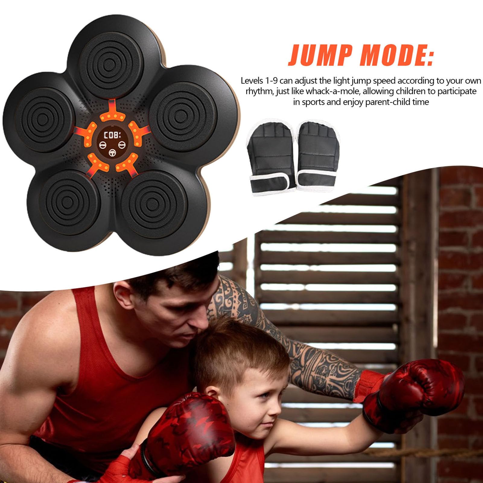 ABS Electronic Wall Mounted Music Boxing Machine - Wireless Smart Punching Target with Gloves for Home Gym, Indoor & Outdoor Boxing Training | Perfect for Fitness Enthusiasts & Stress Relief
