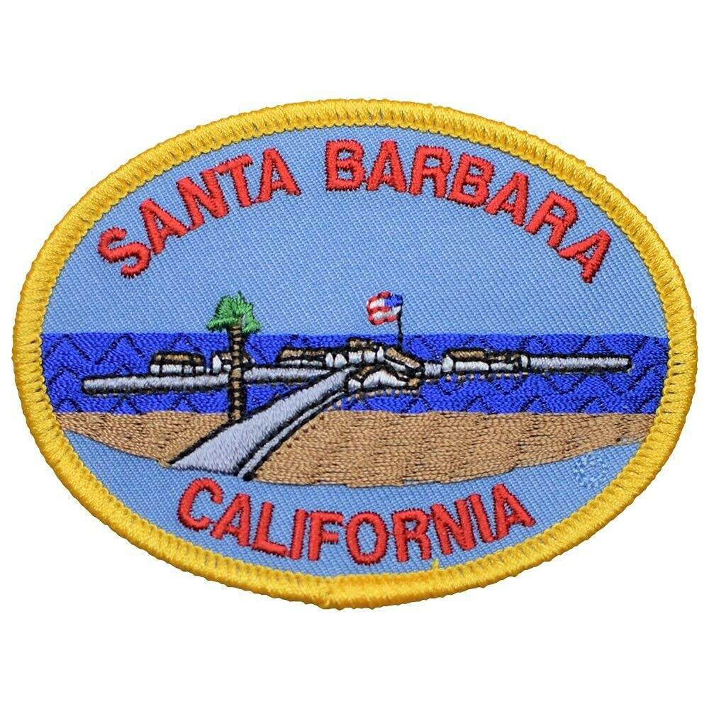 Santa Barbara Patch - California Coastal Beach & Pier Embroidered Iron-On Badge 3.5