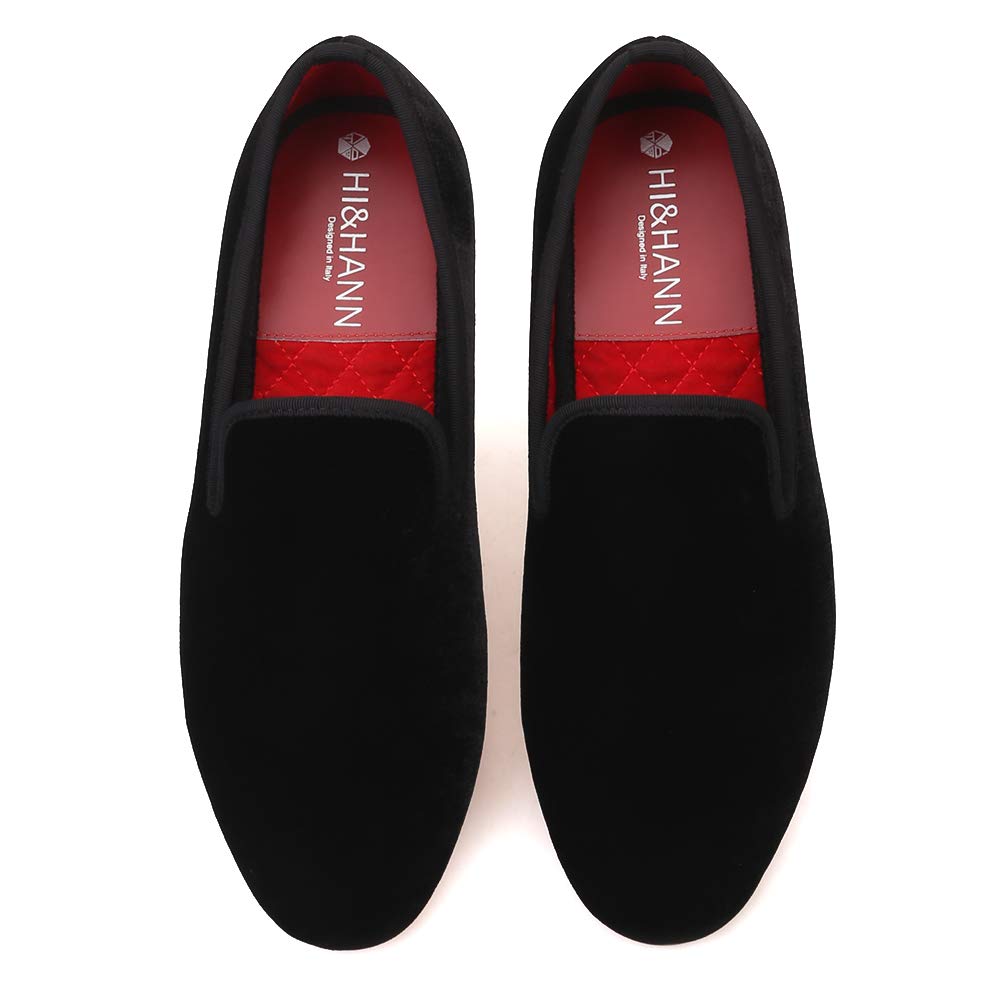 HI&HANN Men's Velvet Loafers - Colorful Dress Shoes & Smoking Slippers for Casual Wear | Perfect for Office, Parties & Relaxing at Home