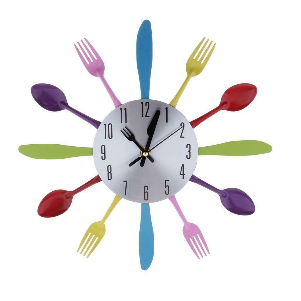 Creative Wall Clock with Spoon and Fork Design - Unique Home Decor for Kitchen, Dining Room & Living Room - Perfect Gift for Food Lovers & Interior Design Enthusiasts