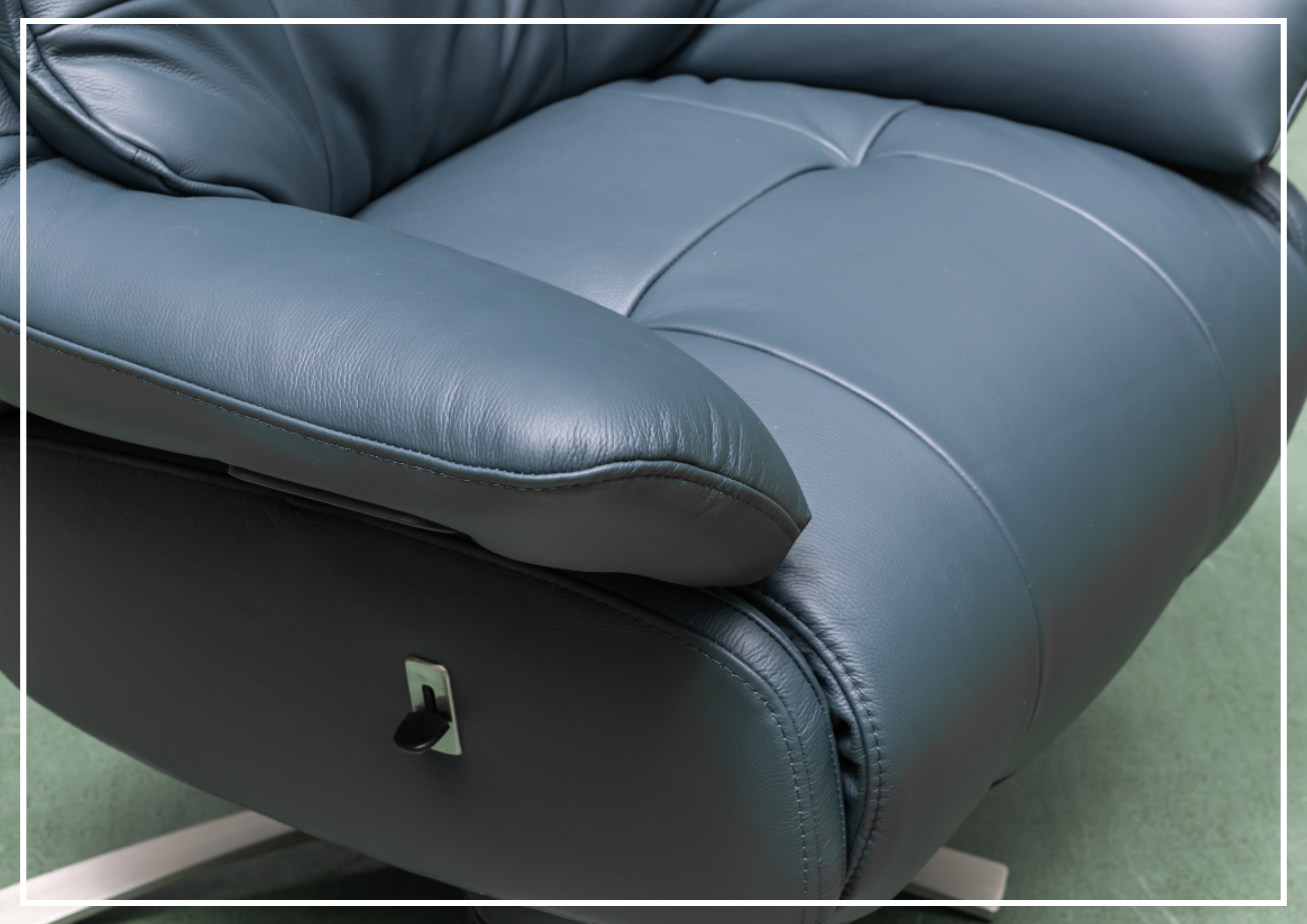 Klaussner Serano Blaze Blue Leather Swivel Power Recliner Lift Chair - Electric Massage Recliner for Living Room, Home Theater & Elderly Care - Comfortable Adjustable Sofa with USB Charging Port