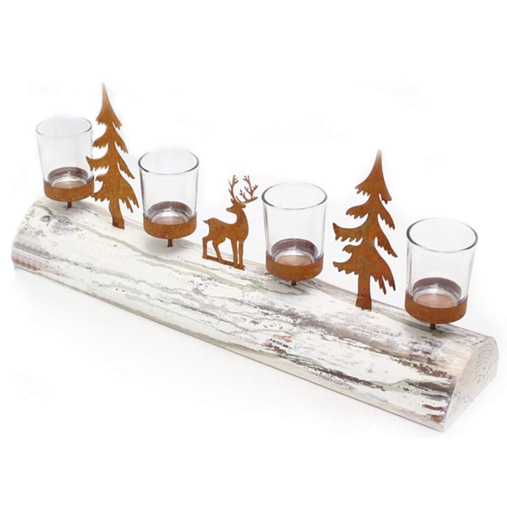 Bulk Candle Holder Stand Set - Elegant Iron & Wood Candlesticks for Christmas Tree, Table, Window Decor - Small Elk Candle Cup Models for Home, Dining Room & Holiday Decoration - Perfect for Festive Centerpieces, Gift Giving & Seasonal Ambiance