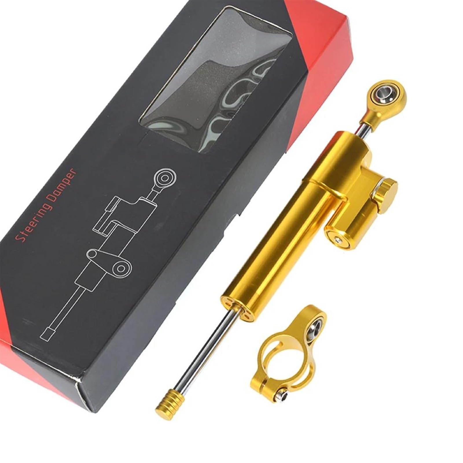 Carbon Fiber Motorcycle Steering Damper Stabilizer for Kawasaki Z900 (2017-2023) - Gold Mount Bracket Support Kit | Improves Handling & Reduces Vibration for Street & Track Riding