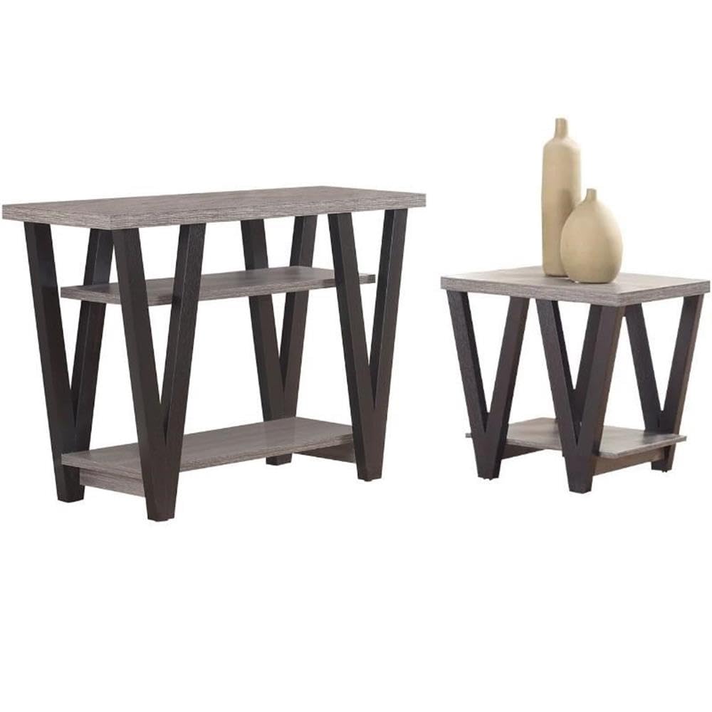 Home Square 2-Piece Modern Furniture Set - Console Table & V-Shaped End Table for Living Room, Entryway, or Bedroom Decor