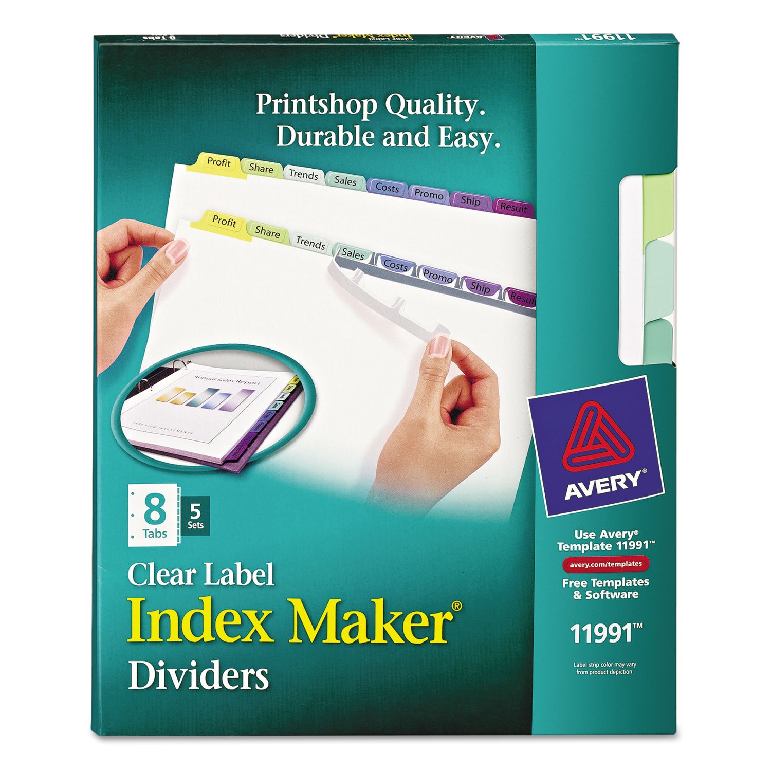Avery Index Maker Clear Label Contemporary Color Dividers - 5-Tab Set for Office, School & Home Organization (AVE11991) - Perfect for Filing, Binders & Document Sorting