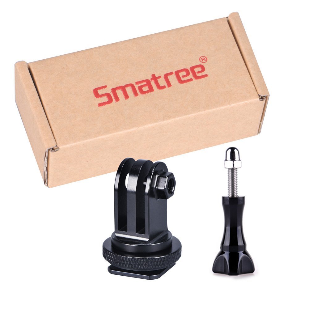 Smatree Aluminum Tripod Screw to DSLR Camera Flash Cold Shoe Mount Adapter - Compatible with GoPro Hero 13/12/11/10/MAX/9/8/7/6 & DJI Osmo Action 5 Pro - Durable Aluminum Shoe Mount for Photography & Videography - Perfect for Vlogging, Action Shots & Studio Lighting Setups