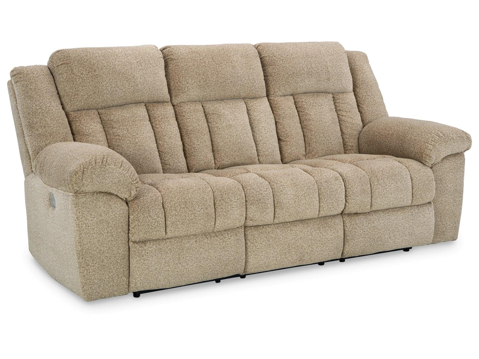 Comfortable Wheat-Colored Tip-Off Reclining Sofa - Modern Living Room Furniture for Relaxation & Entertainment