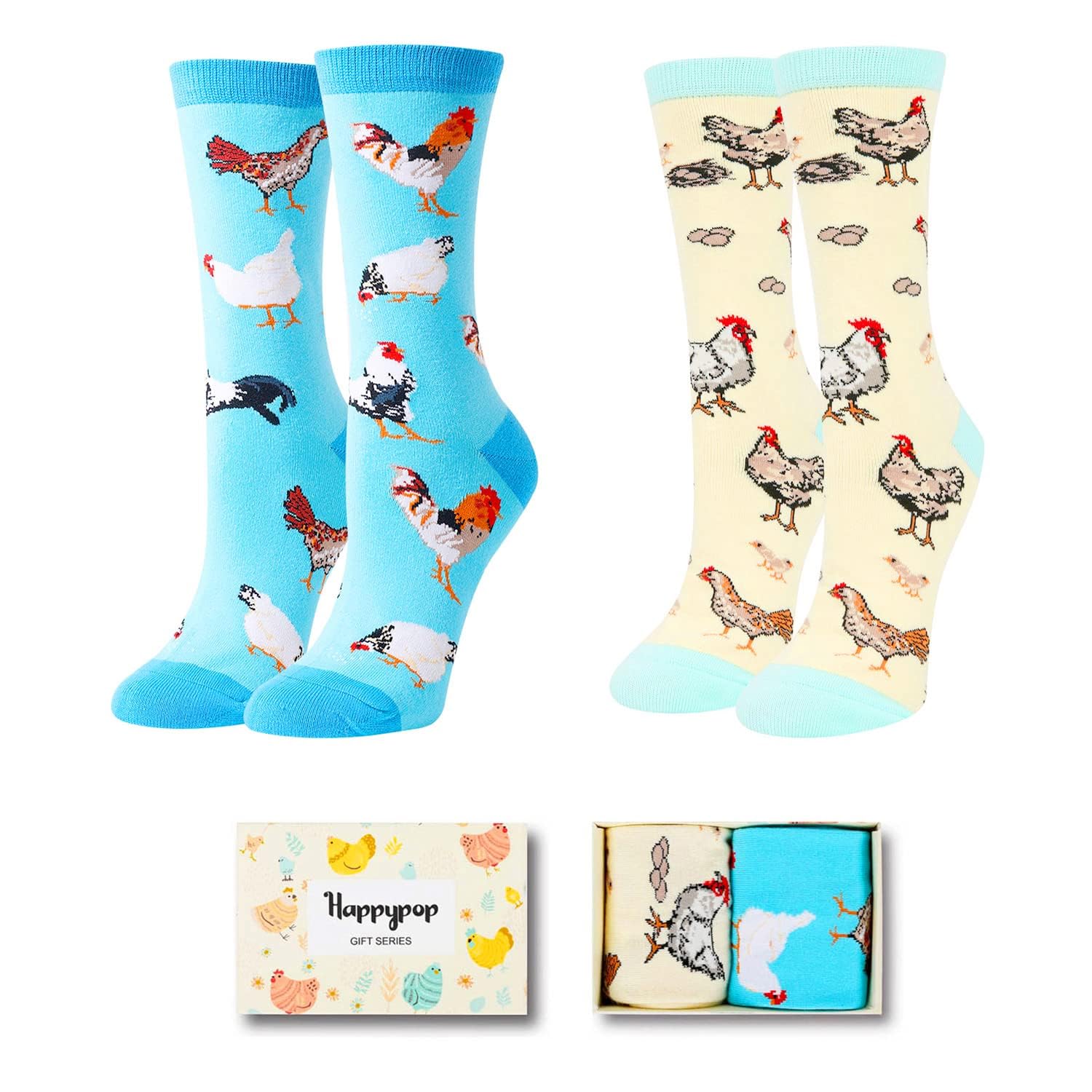 HappyPop Animal Print Novelty Socks for Women - Cute Cow, Chicken, Llama & Unicorn Designs - Fun Gift Ideas for Her - Perfect for Christmas, Birthday & Casual Wear