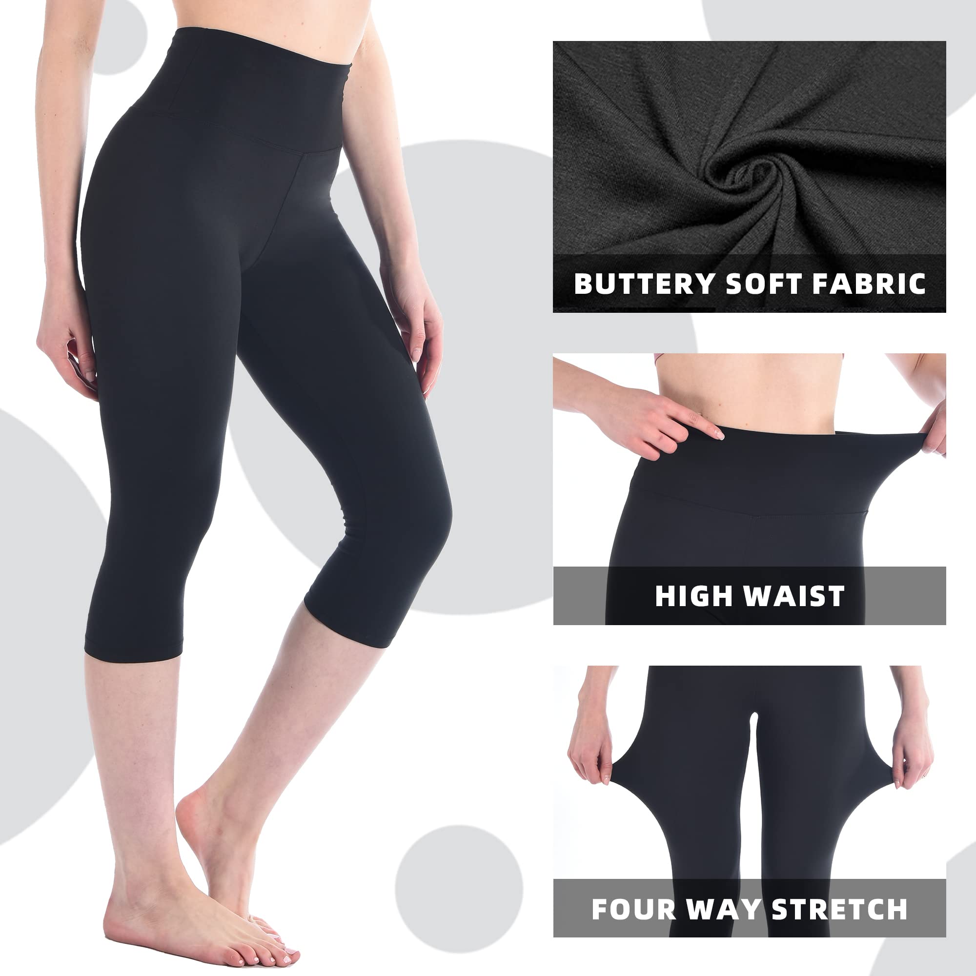 High Waisted Black Leggings for Women - Yoga, Workout & Everyday Wear - Comfortable & Stretchy Tummy Control Leggings