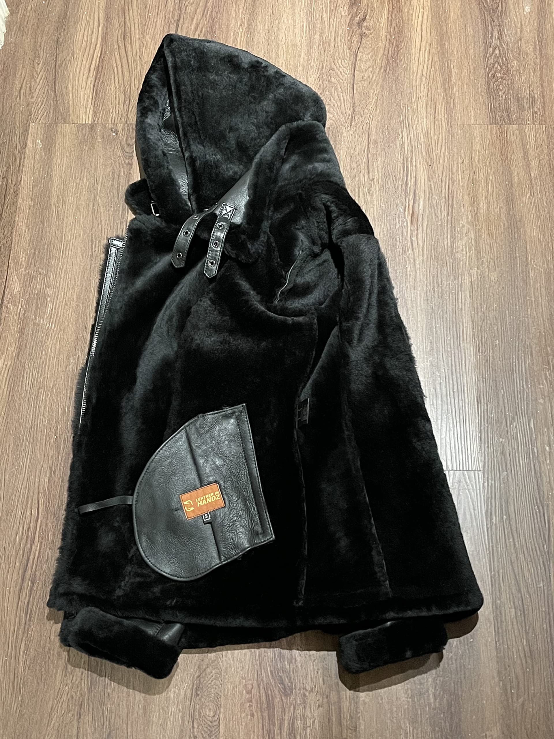 Women's Genuine Sheepskin Shearling Leather Bomber Jacket - 100% Natural Wool Fur Aviator Pilot Coat (Black with Fur) | Vintage WWII Style Winter Outerwear for Cold Weather & Fashion Statement