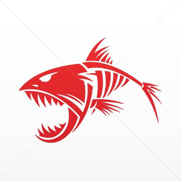 Skeleton Fish Bones Skull Decal Stickers for Laptop, Tablet, Phone - 8 x 5.88 Inches - Red - Perfect for Halloween Decor, DIY Projects & Unique Device Customization
